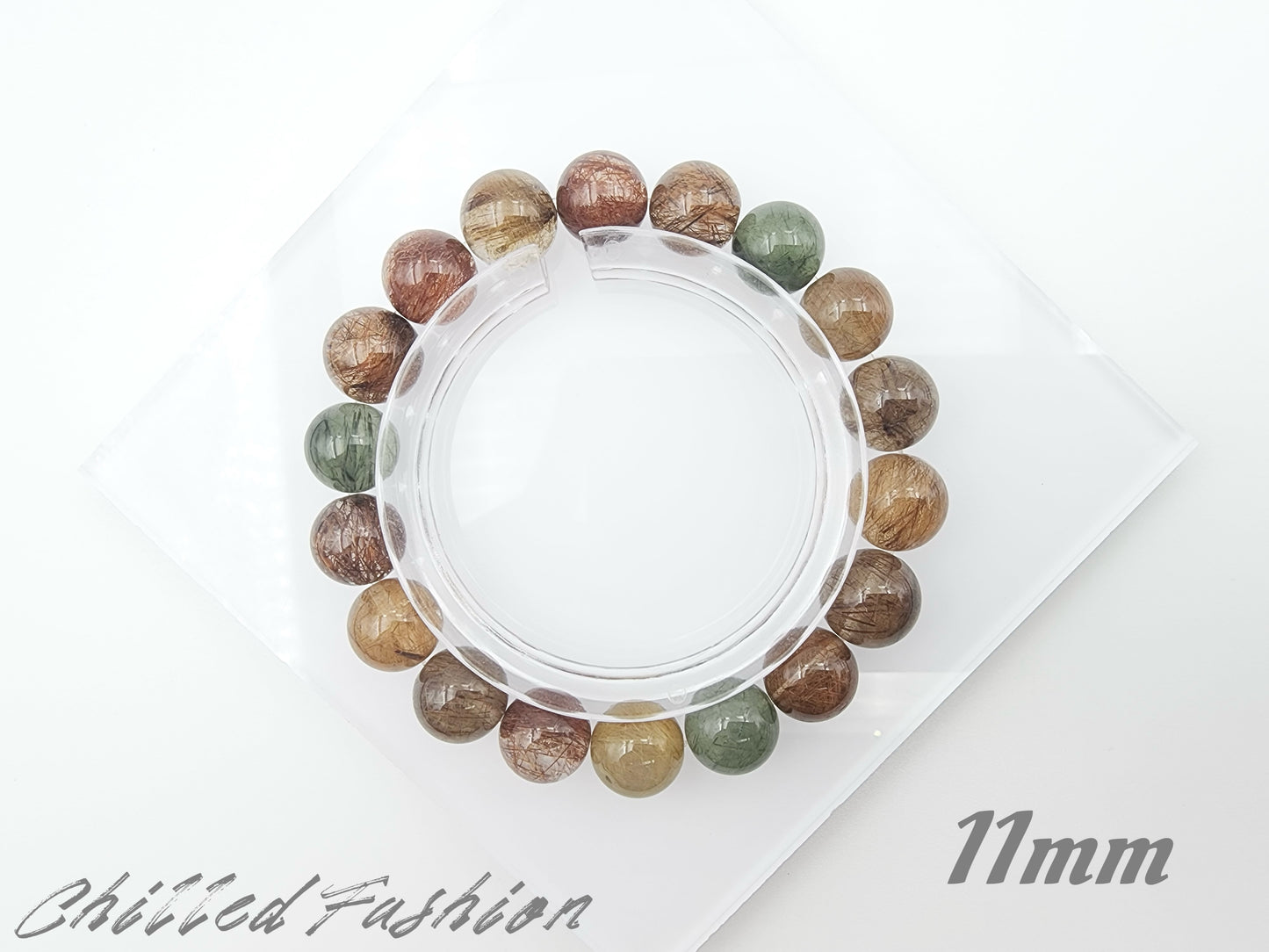 [Bracelet] Natural Multicolor Rutilated Quartz Bracelet