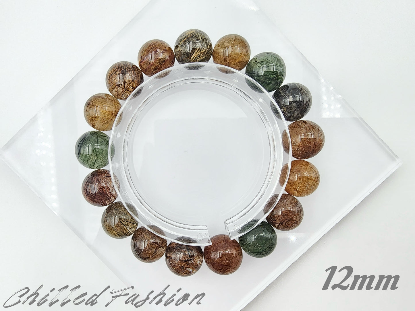[Bracelet] Natural Multicolor Rutilated Quartz Bracelet