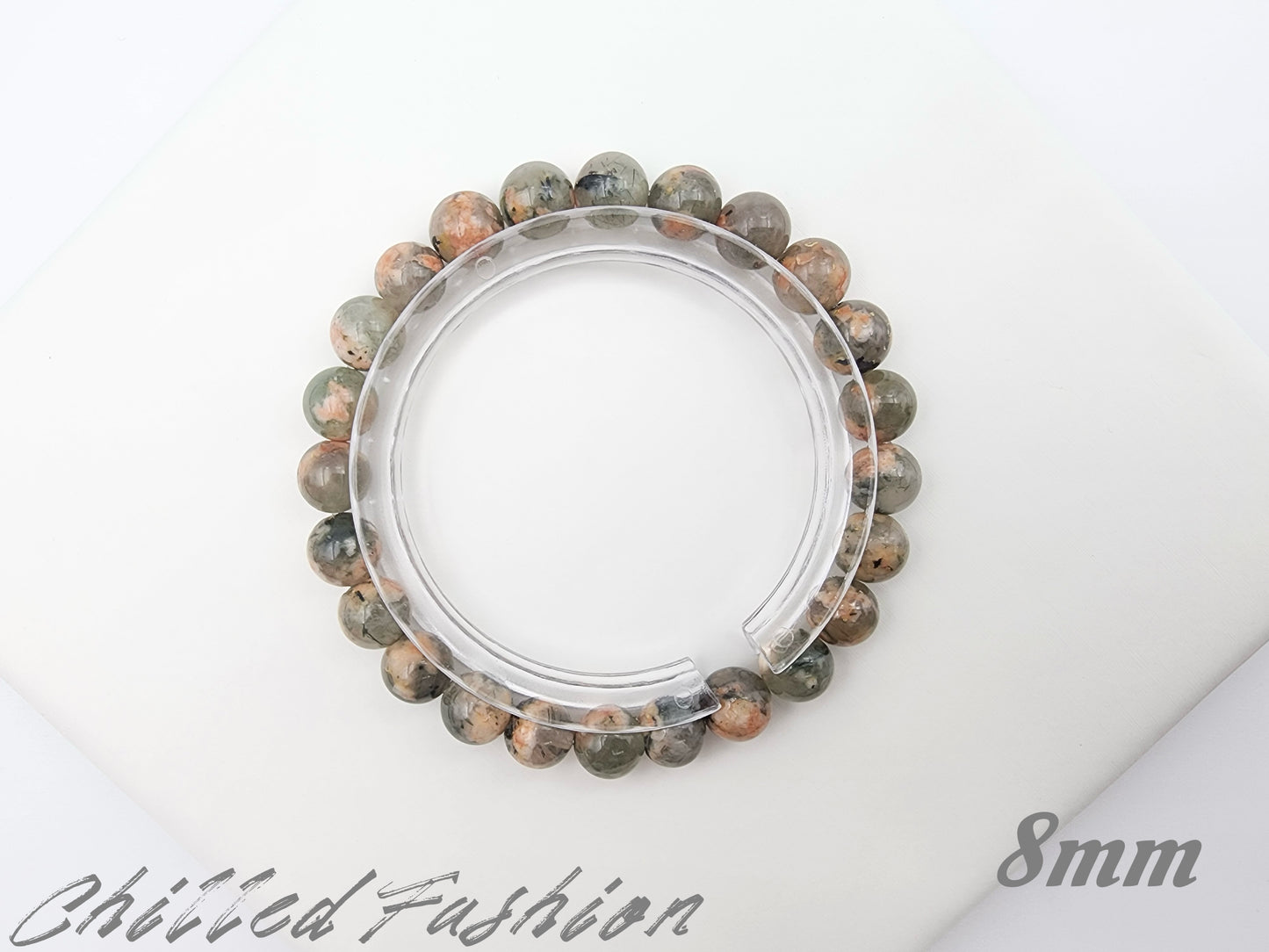 [Bracelet] Cherry Blossom Green Rutilated Quartz Bracelet – Unique Natural Gemstone Jewelry