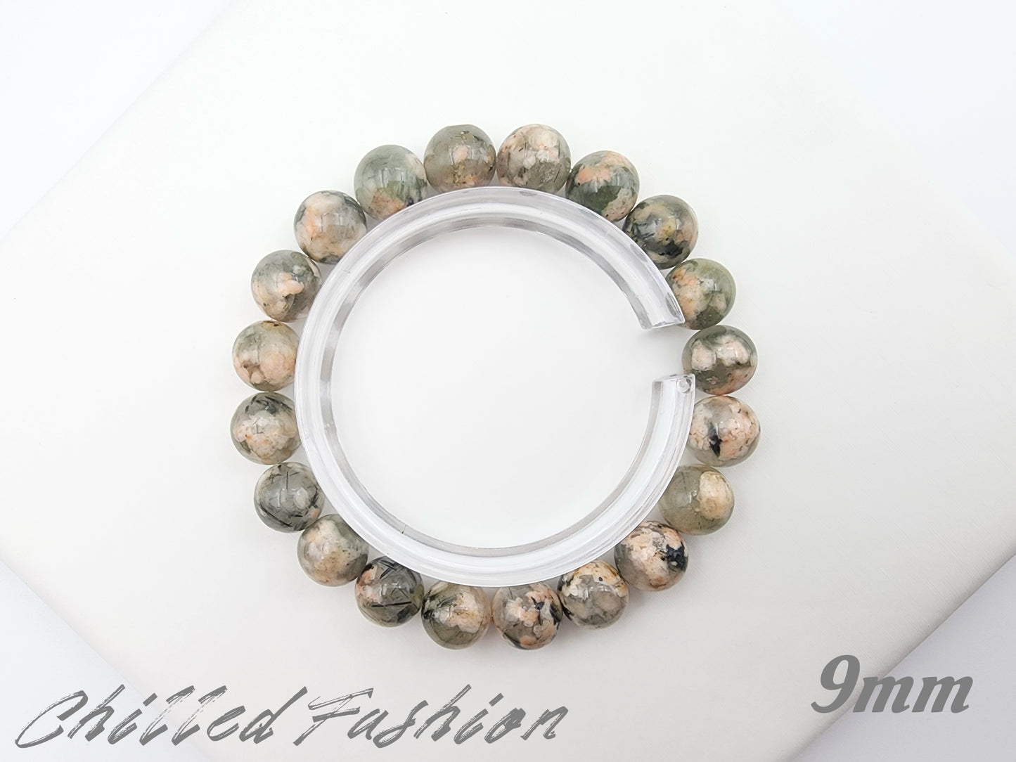 [Bracelet] Cherry Blossom Green Rutilated Quartz Bracelet – Unique Natural Gemstone Jewelry