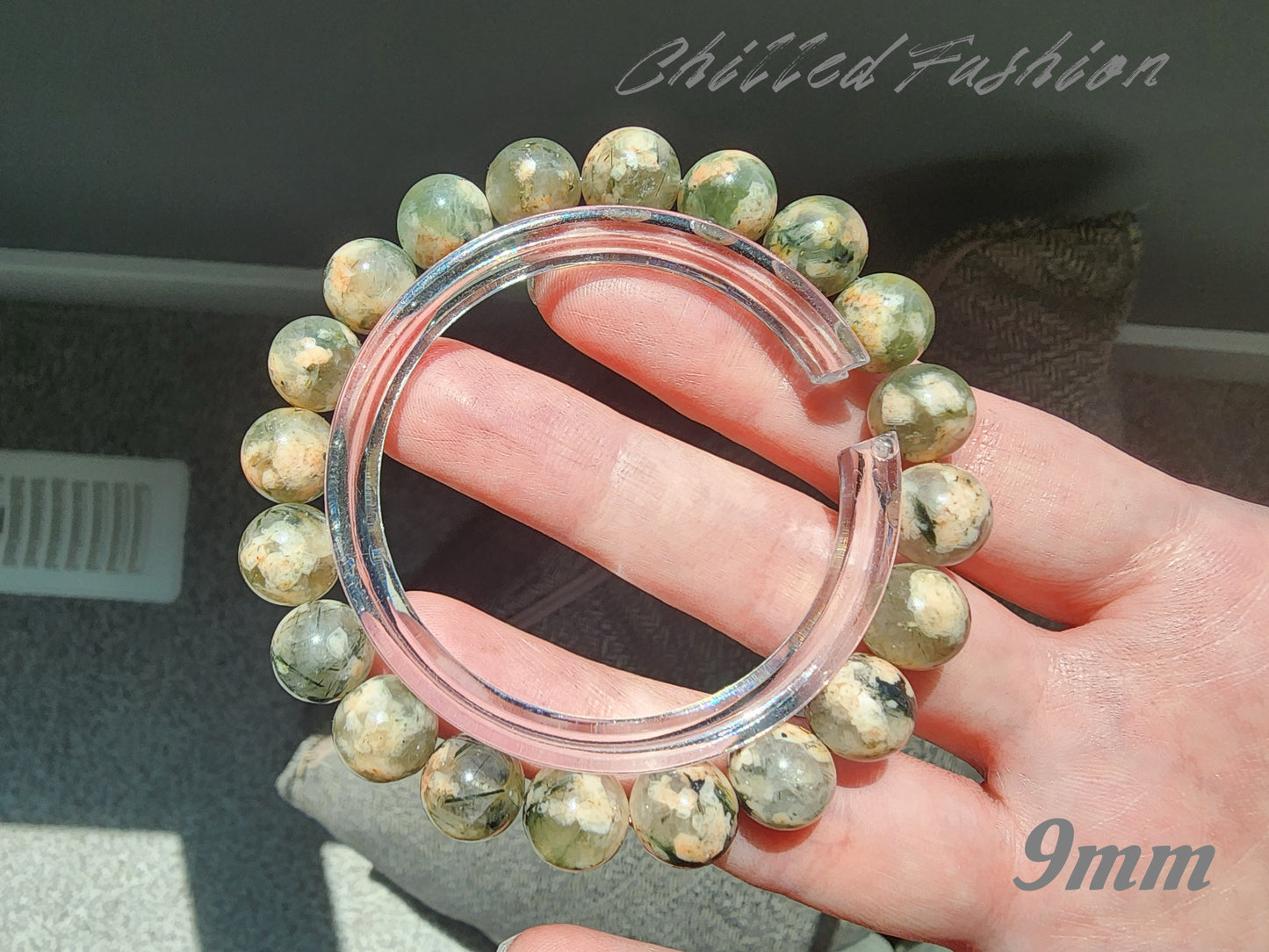 [Bracelet] Cherry Blossom Green Rutilated Quartz Bracelet – Unique Natural Gemstone Jewelry