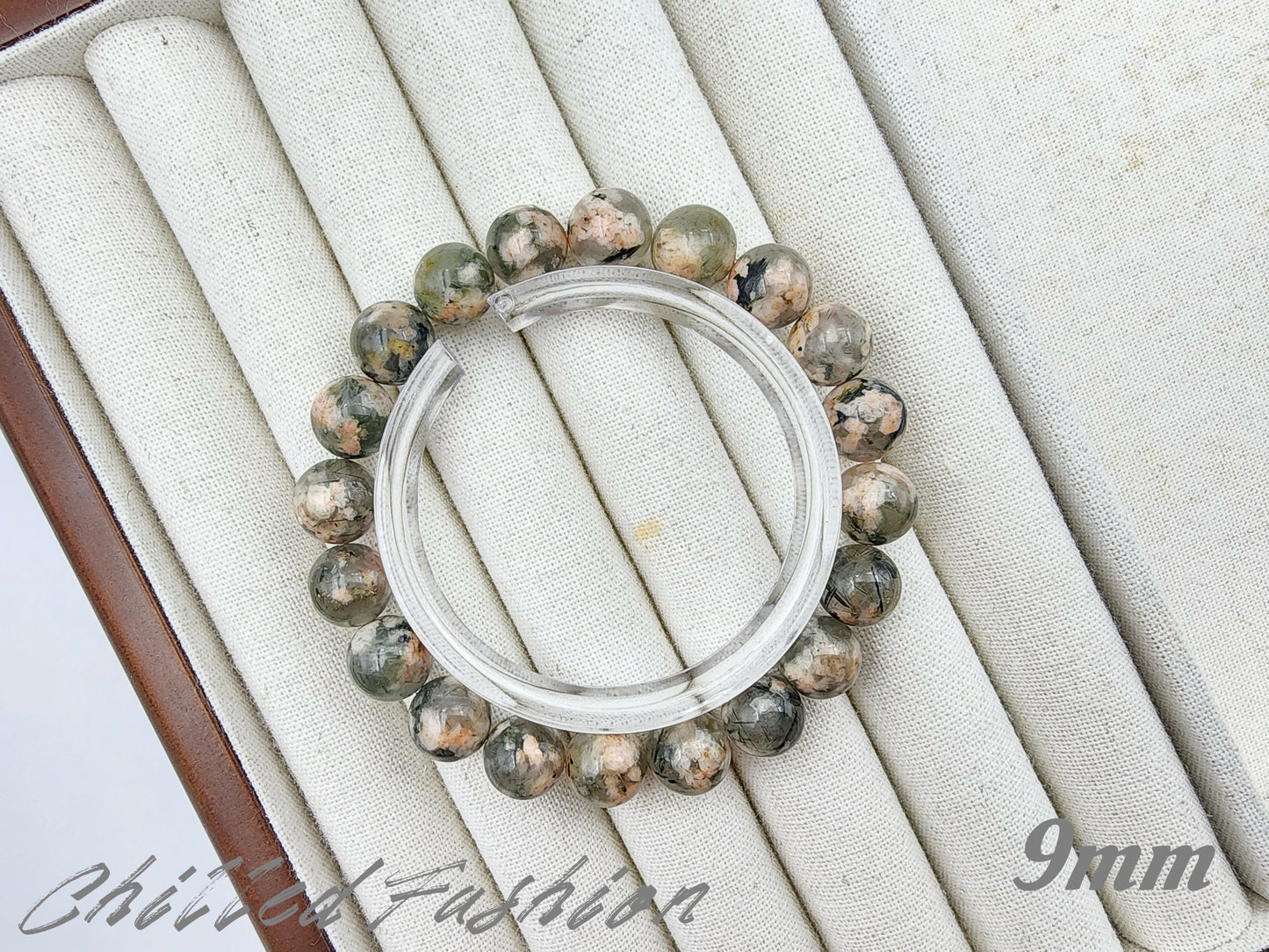 [Bracelet] Cherry Blossom Green Rutilated Quartz Bracelet – Unique Natural Gemstone Jewelry