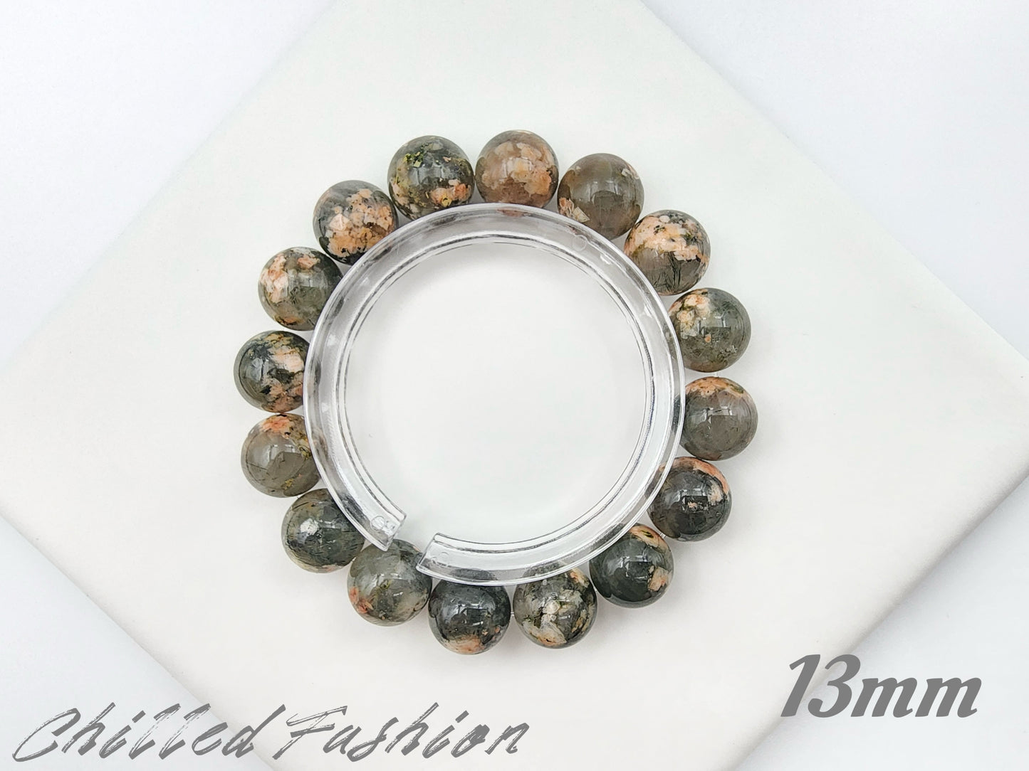 [Bracelet] Cherry Blossom Green Rutilated Quartz Bracelet – Unique Natural Gemstone Jewelry
