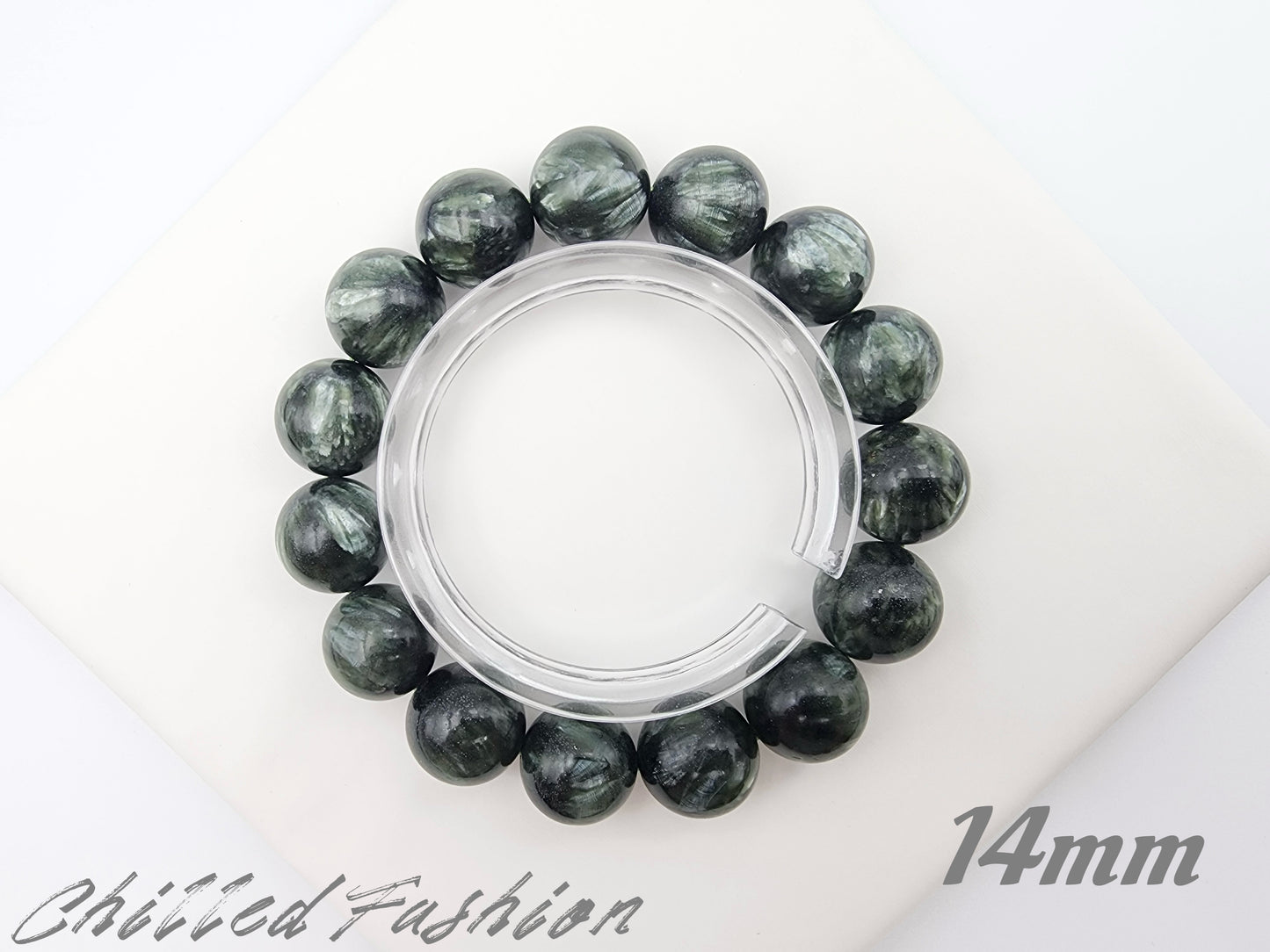 [Bracelet] Genuine Seraphinite 绿龙晶 Gemstone Bracelet: Earth's Energy on Your Wrist