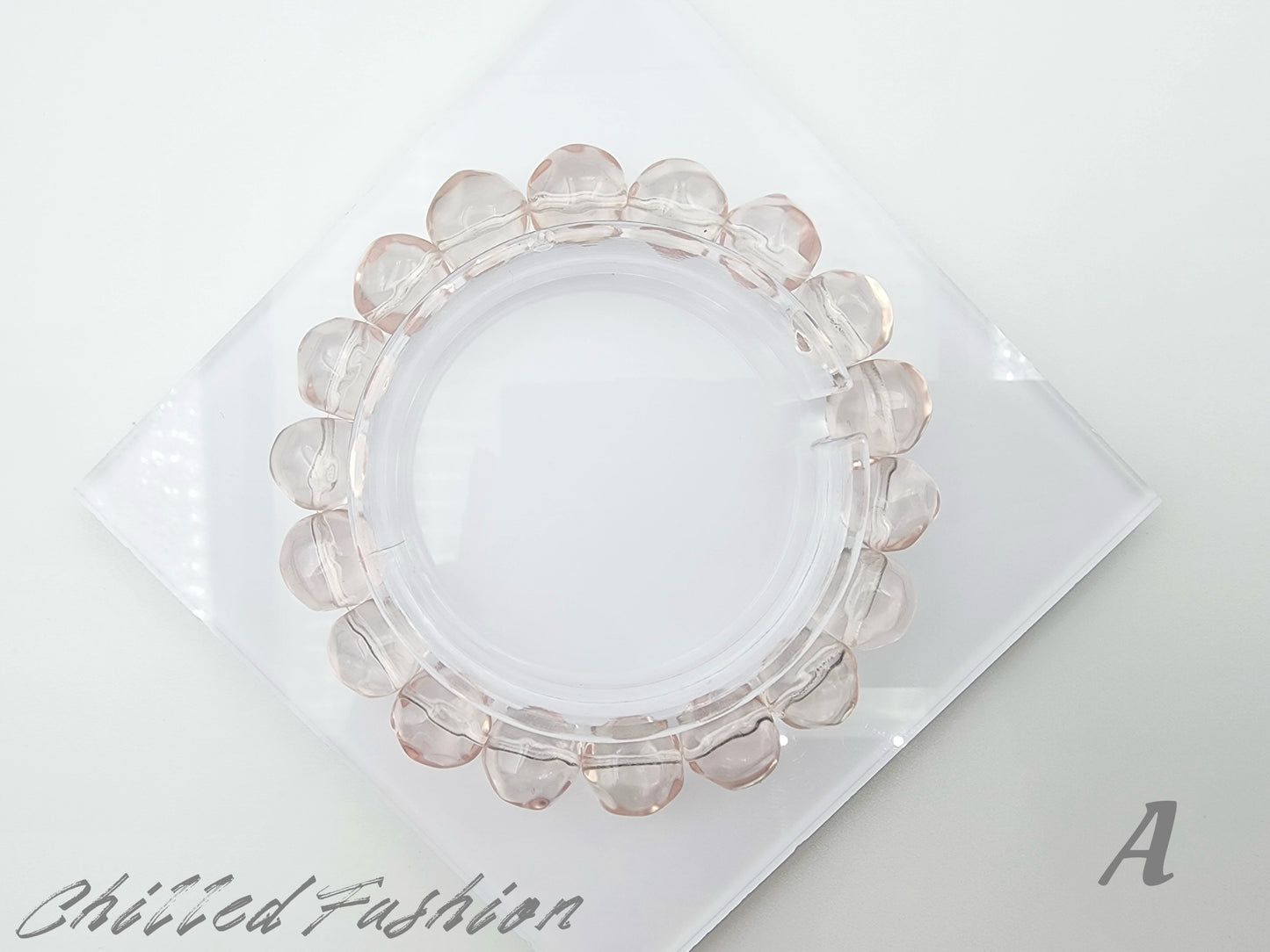 [Bracelet] Icy Peach Pink Rose Quartz Pineapple-Cut Bead 冰橘粉菠萝珠 Bracelet