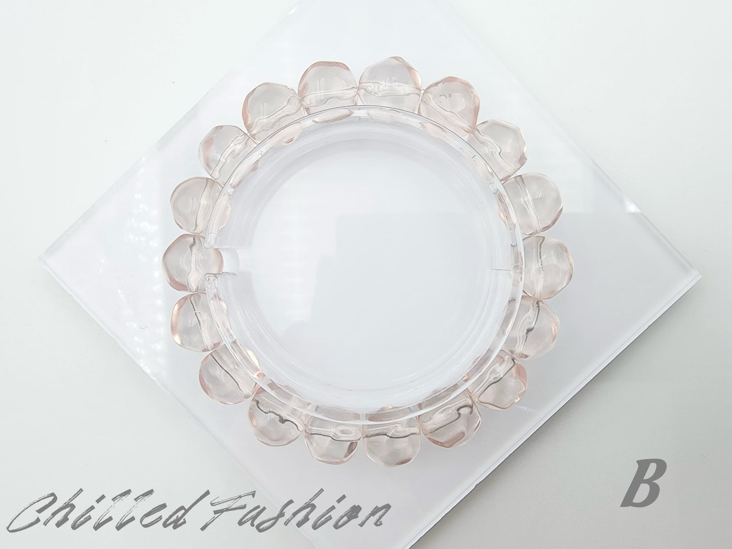 [Bracelet] Icy Peach Pink Rose Quartz Pineapple-Cut Bead 冰橘粉菠萝珠 Bracelet