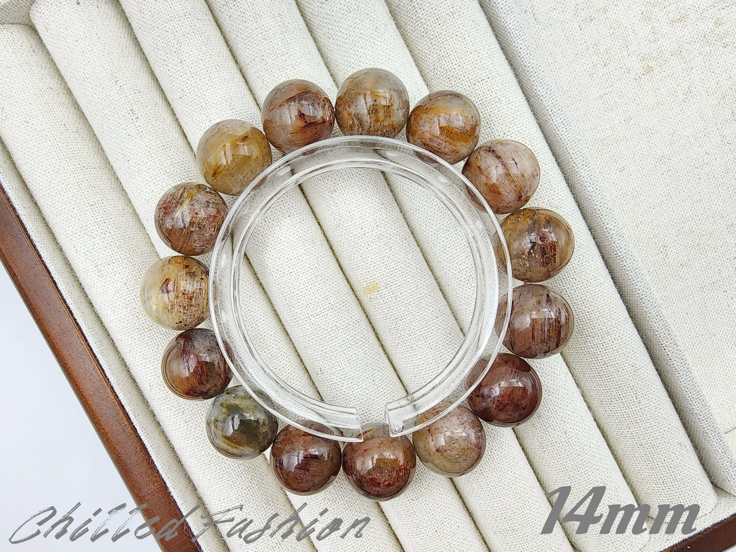 [Bracelet] Natural Phantom Quartz with Rutile – Grounding Crystal Beaded Bracelet