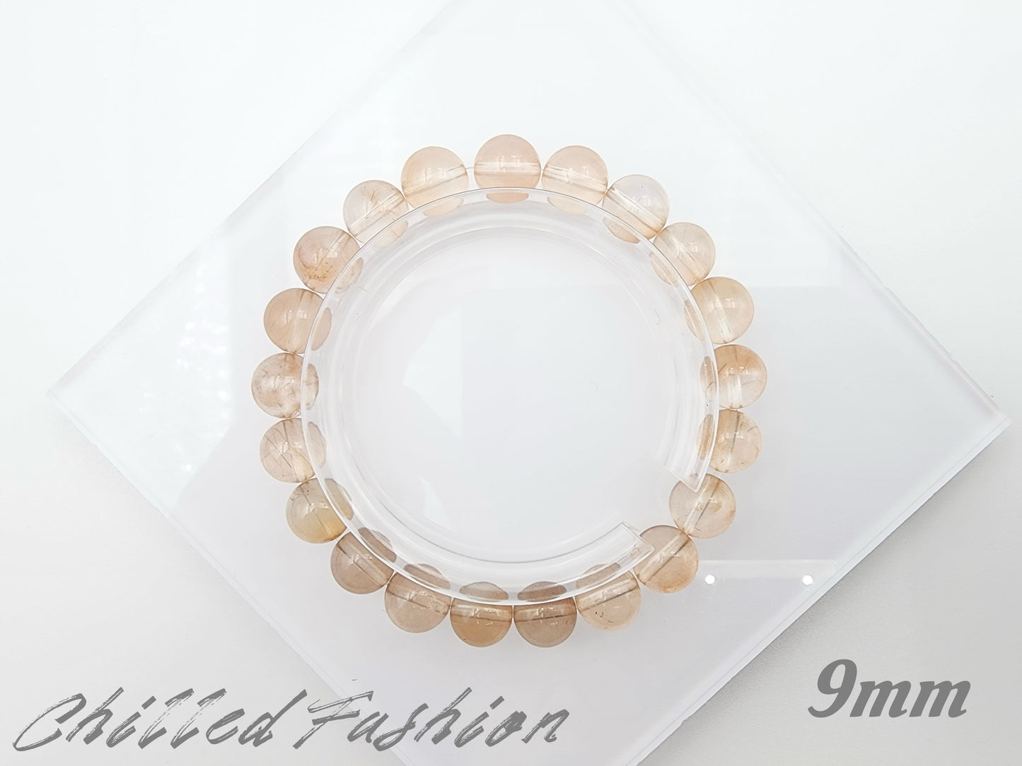[Bracelet] Orange-Pink Rabbit Hair Quartz Bracelet