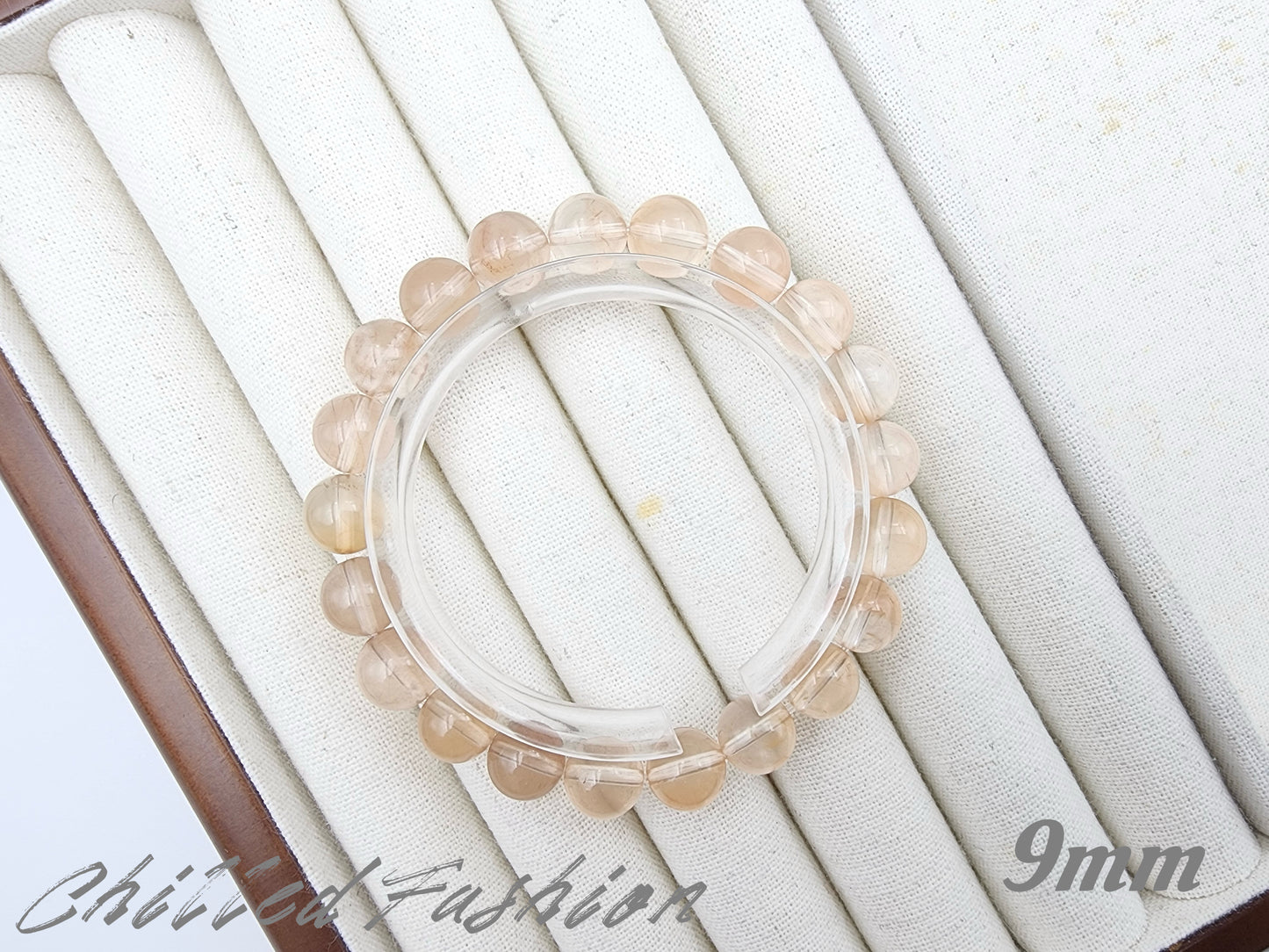 [Bracelet] Orange-Pink Rabbit Hair Quartz Bracelet