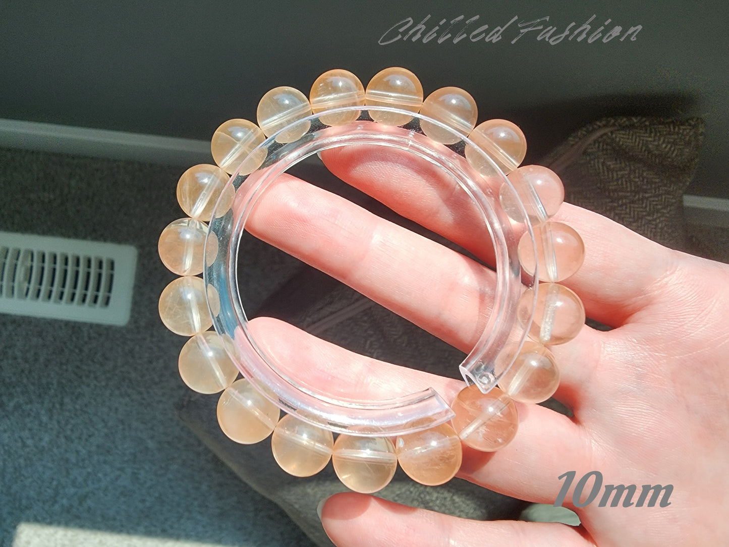 [Bracelet] Orange-Pink Rabbit Hair Quartz Bracelet