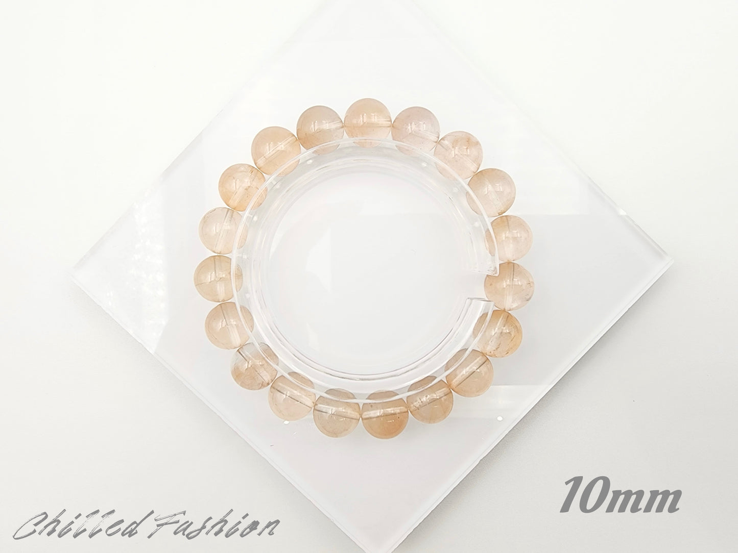 [Bracelet] Orange-Pink Rabbit Hair Quartz Bracelet
