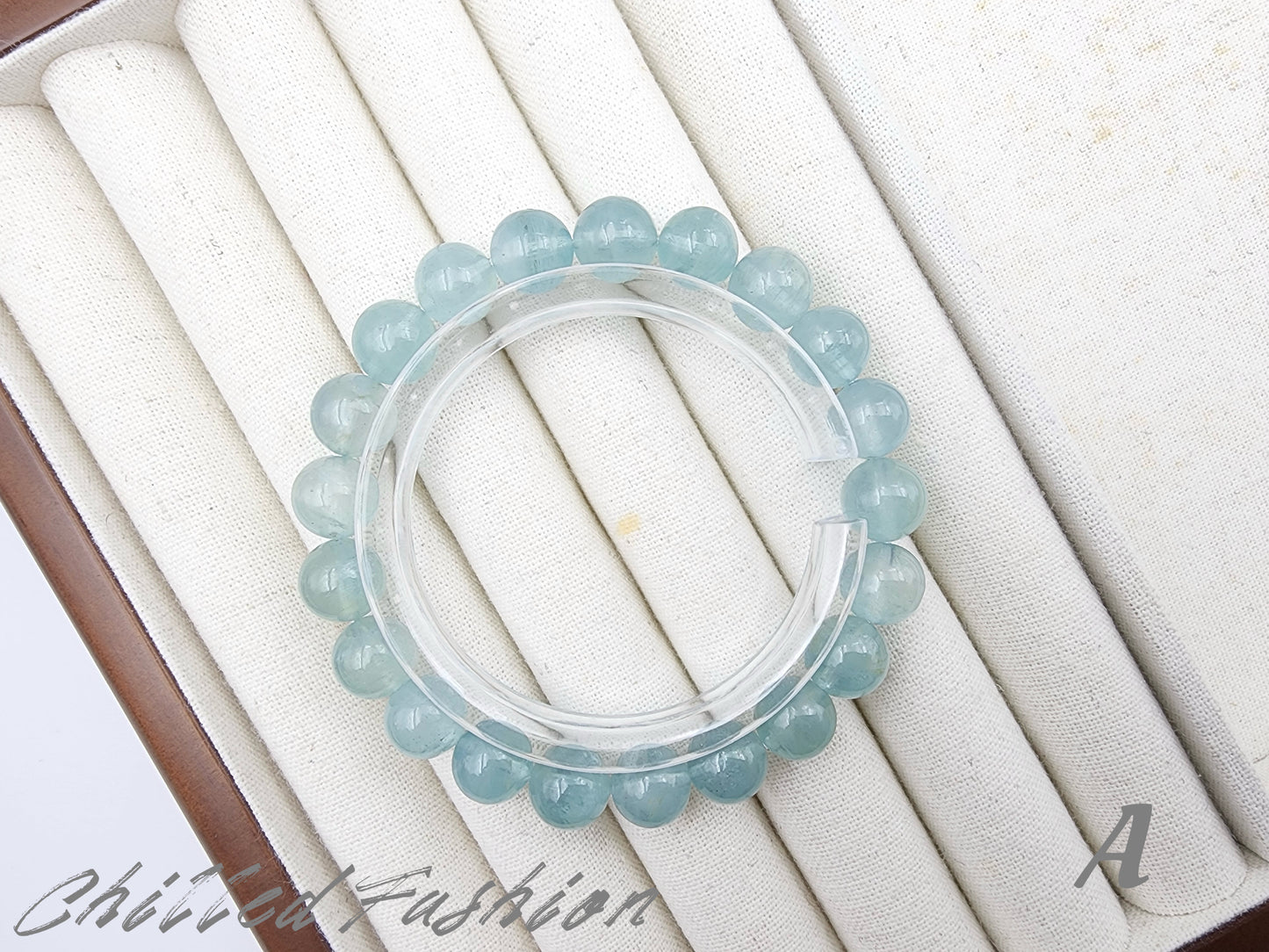 [Bracelet] 9mm Seafoam Blue Aquamarine Bracelet