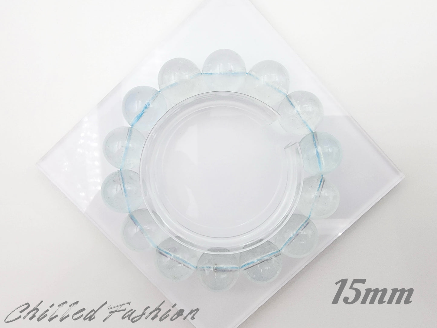 [Bracelet] Handmade Light Blue Aquamarine Crackle 海蓝宝碎碎冰 Bracelet