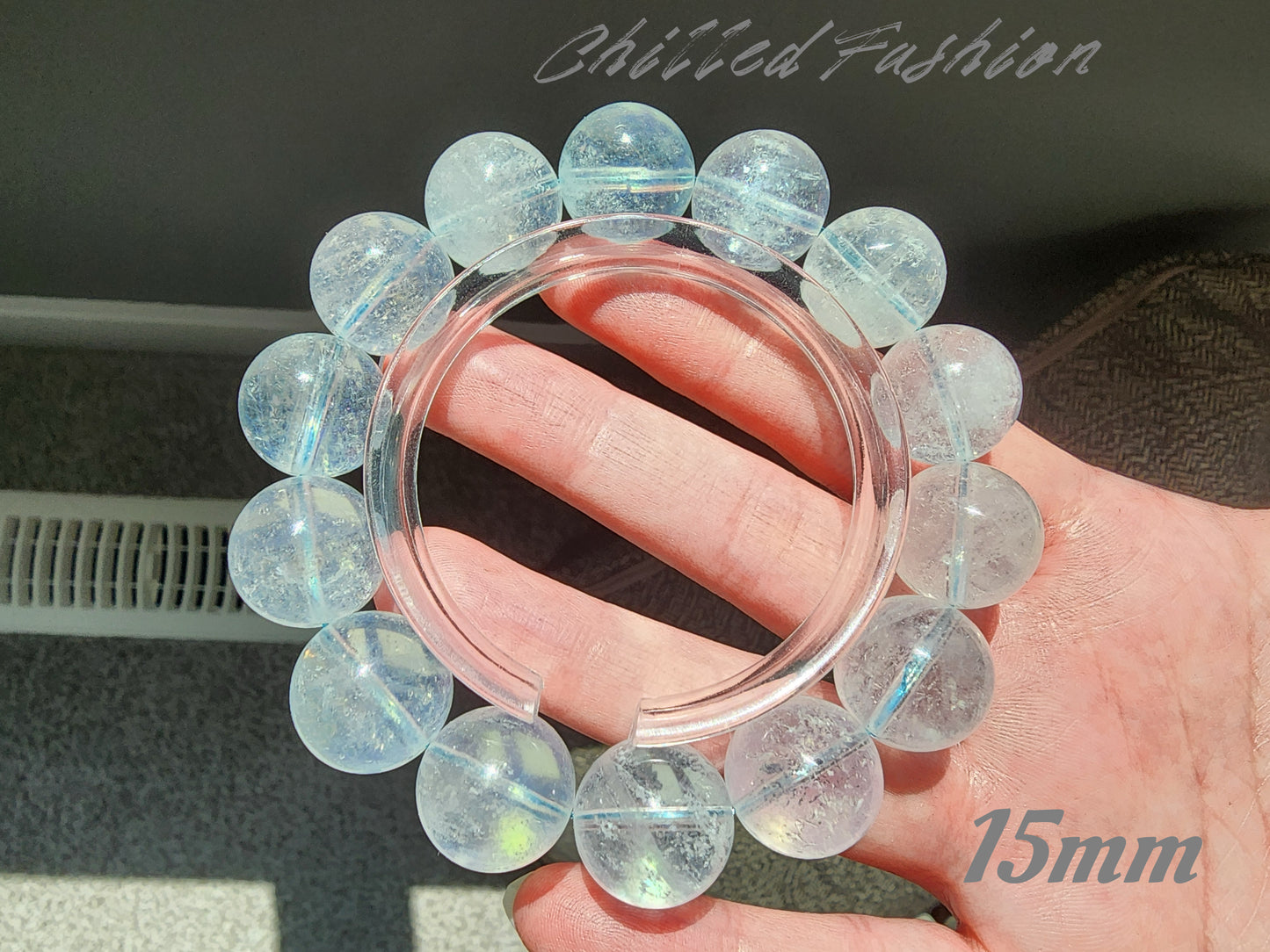 [Bracelet] Handmade Light Blue Aquamarine Crackle 海蓝宝碎碎冰 Bracelet