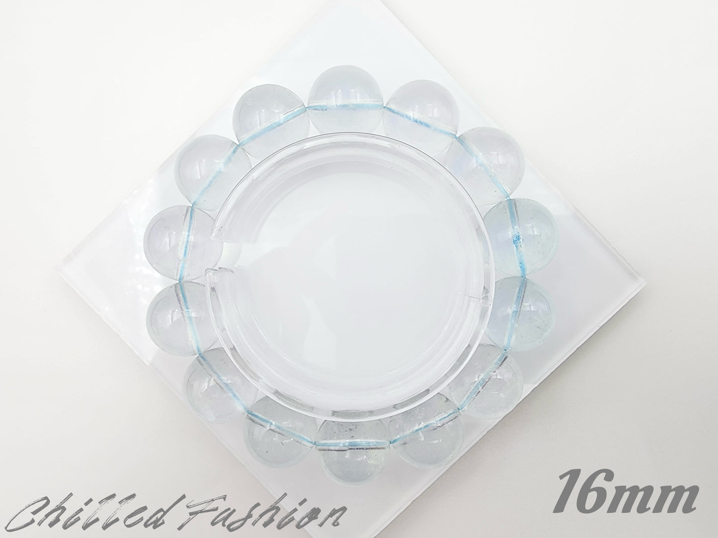 [Bracelet] Handmade Light Blue Aquamarine Crackle 海蓝宝碎碎冰 Bracelet