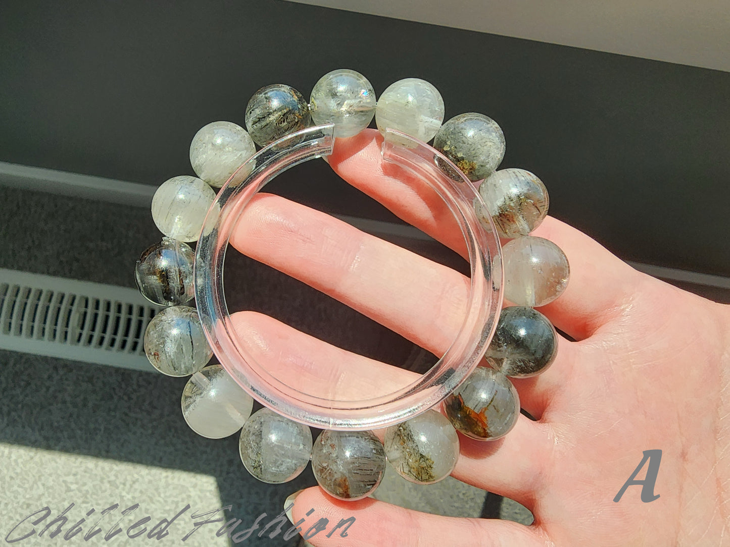 [Bracelet] Natural 13mm Rutilated Phantom Quartz Bracelet