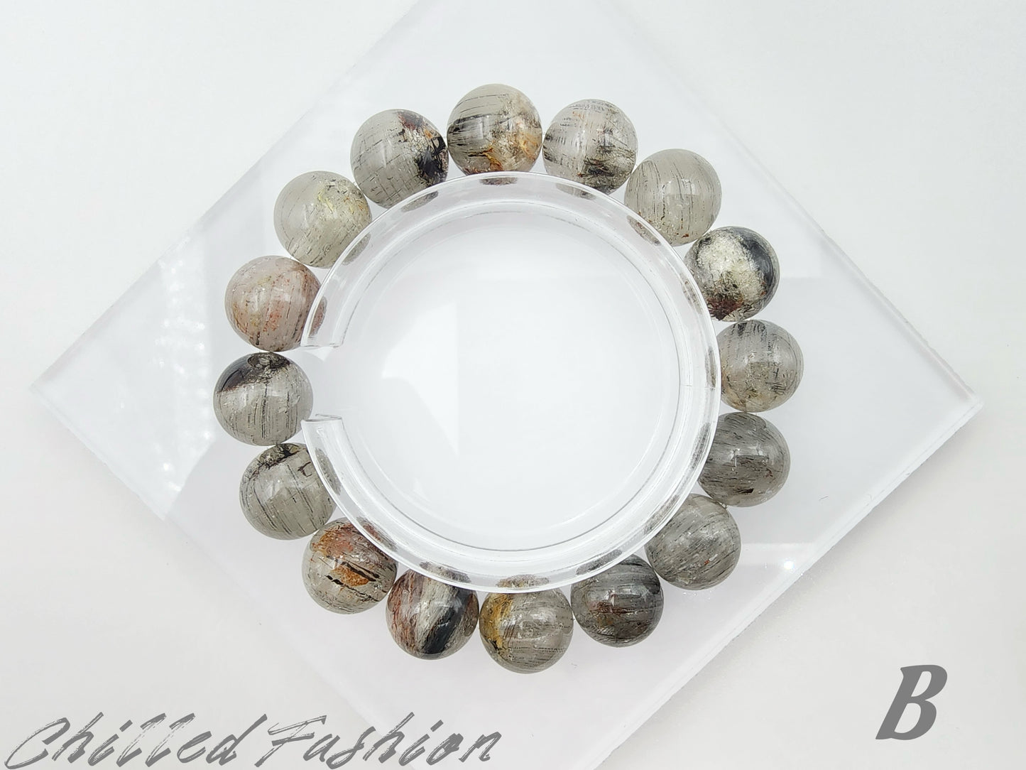 [Bracelet] Natural 13mm Rutilated Phantom Quartz Bracelet