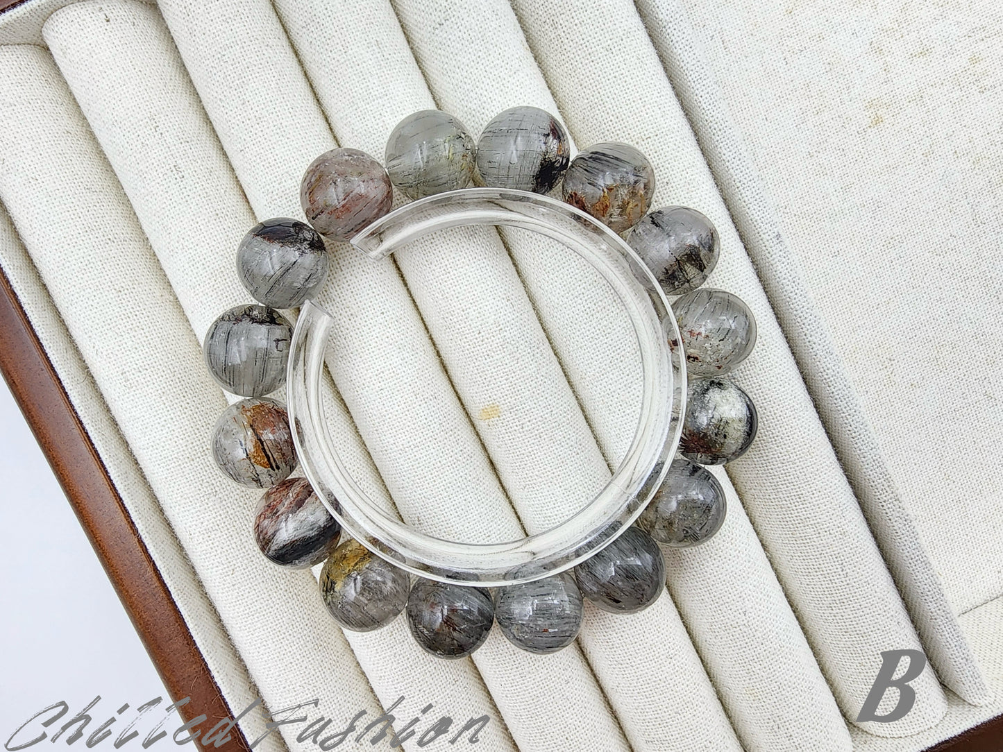 [Bracelet] Natural 13mm Rutilated Phantom Quartz Bracelet