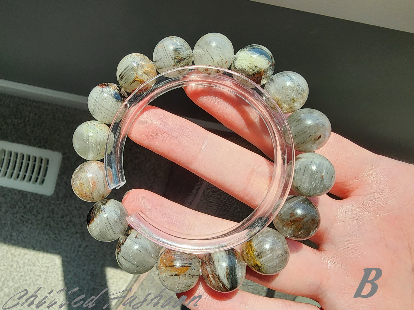 [Bracelet] Natural 13mm Rutilated Phantom Quartz Bracelet