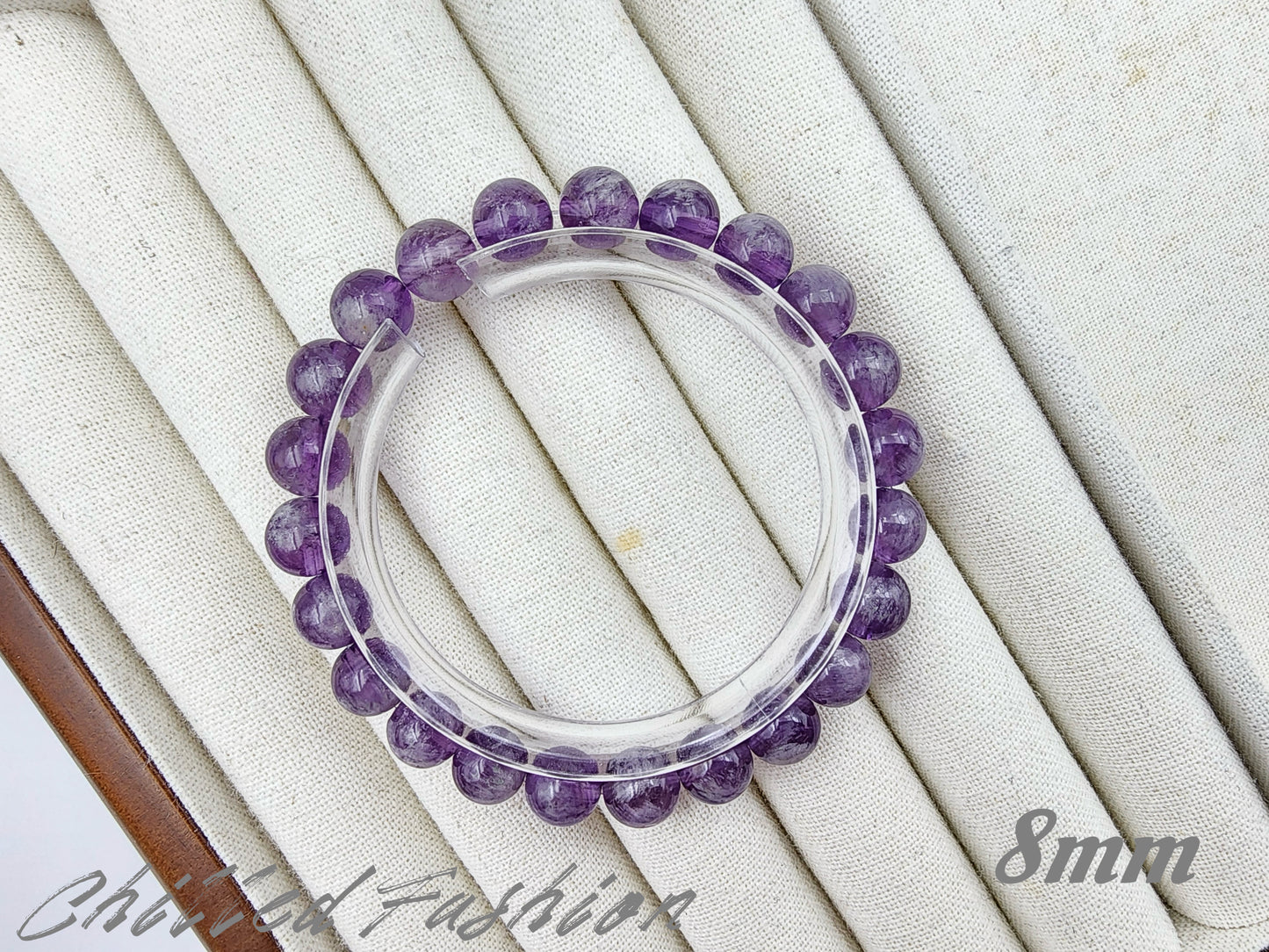 [Bracelet] Natural Amethyst Bracelet with Snow Feather Inclusions