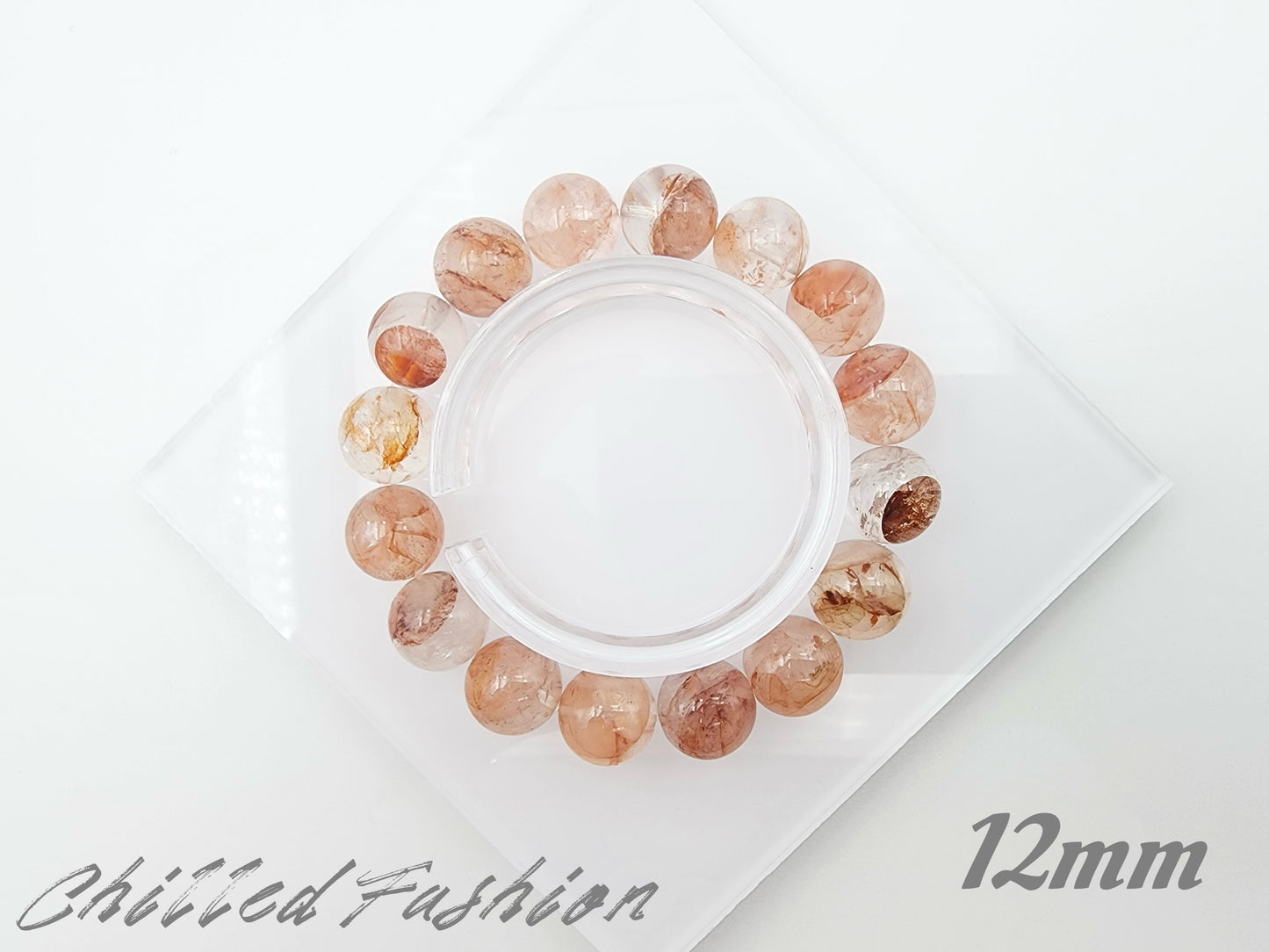 [Bracelet] Grounding Energy: Coral Hematoid Quartz 橘粉胶花 Gemstone Bracelet