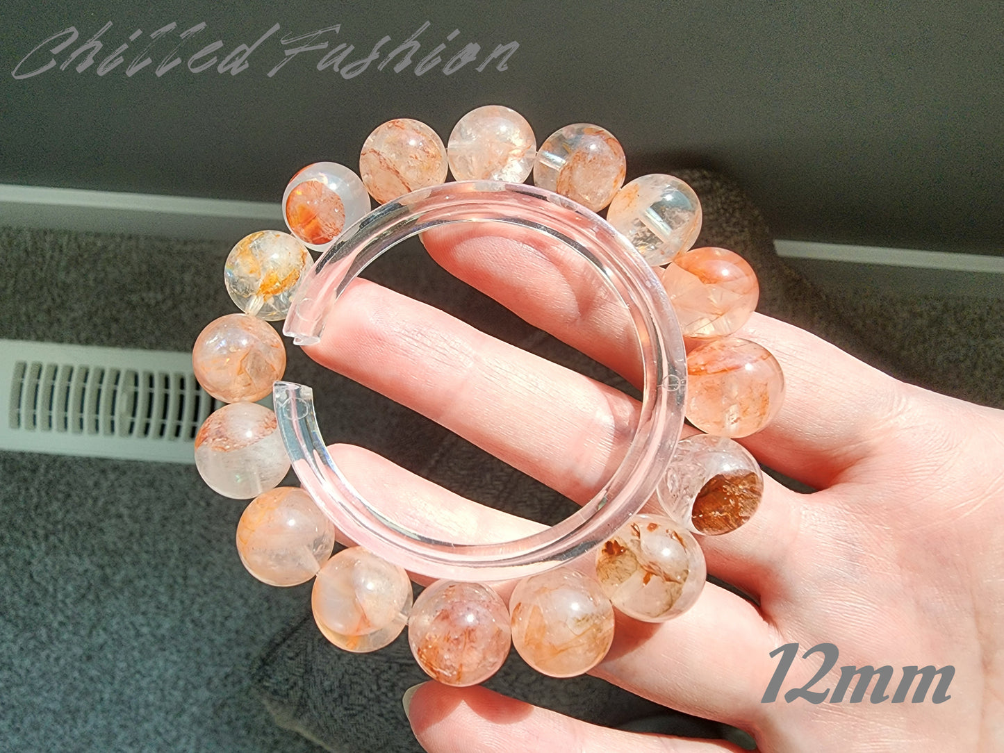 [Bracelet] Grounding Energy: Coral Hematoid Quartz 橘粉胶花 Gemstone Bracelet