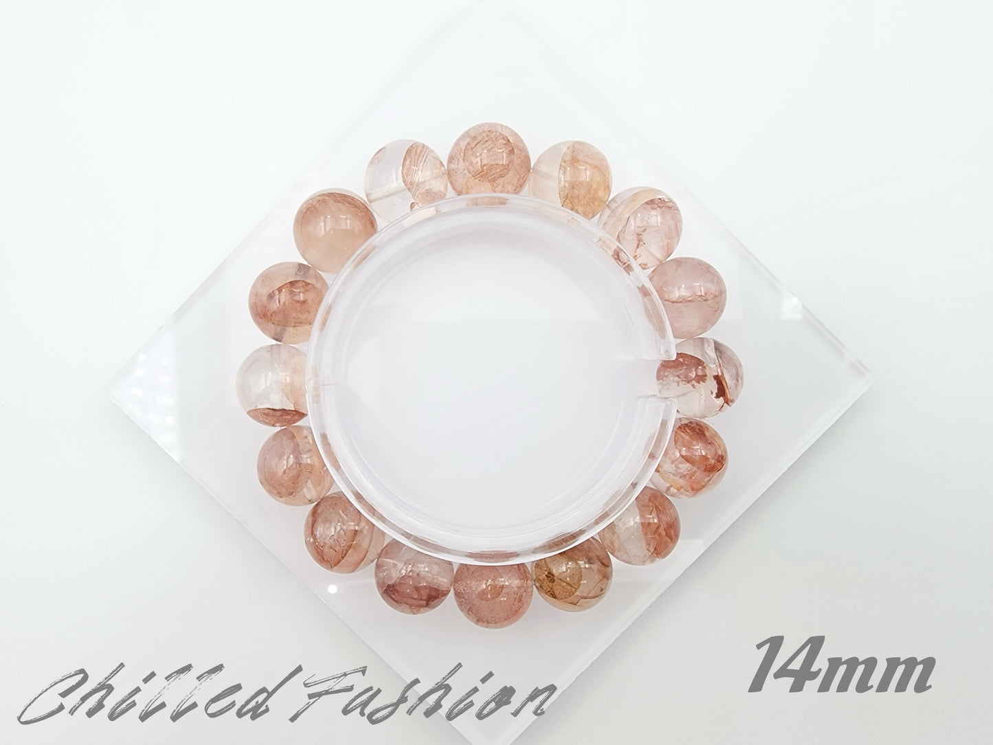 [Bracelet] Grounding Energy: Coral Hematoid Quartz 橘粉胶花 Gemstone Bracelet