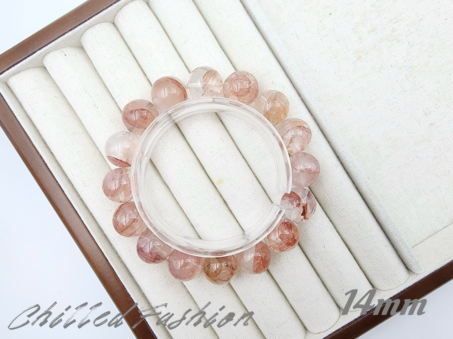 [Bracelet] Grounding Energy: Coral Hematoid Quartz 橘粉胶花 Gemstone Bracelet