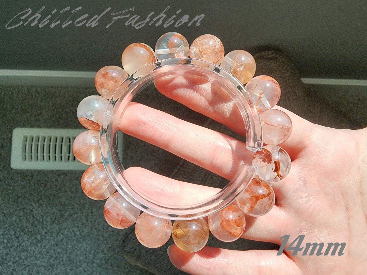 [Bracelet] Grounding Energy: Coral Hematoid Quartz 橘粉胶花 Gemstone Bracelet