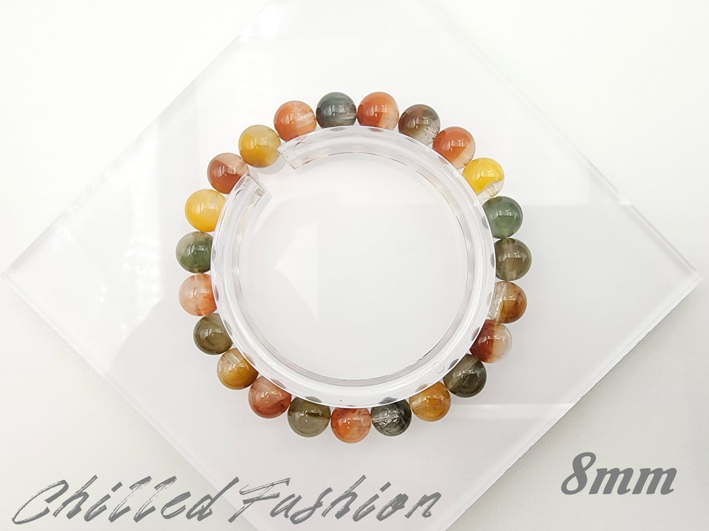 [Bracelet] Radiant Phoenix: Colorful Rabbit Hair Quartz 兔毛 Bracelet - A Vibrant Elegance for Your Wrist