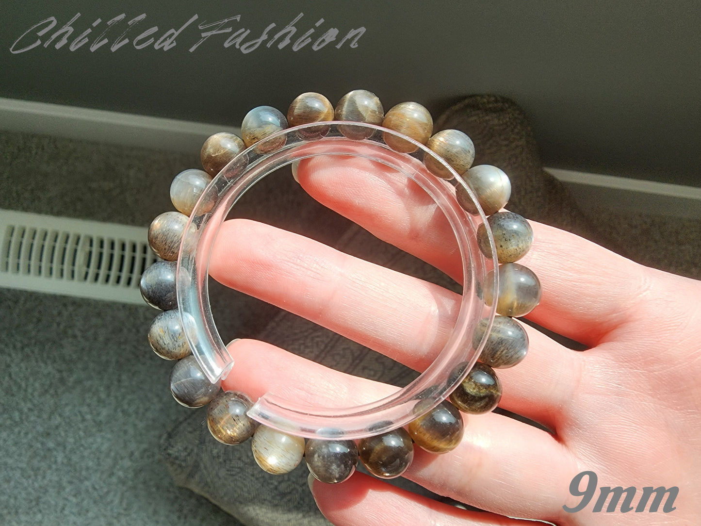 [Bracelet] Black Gold Skeleton Sunstone Bracelet