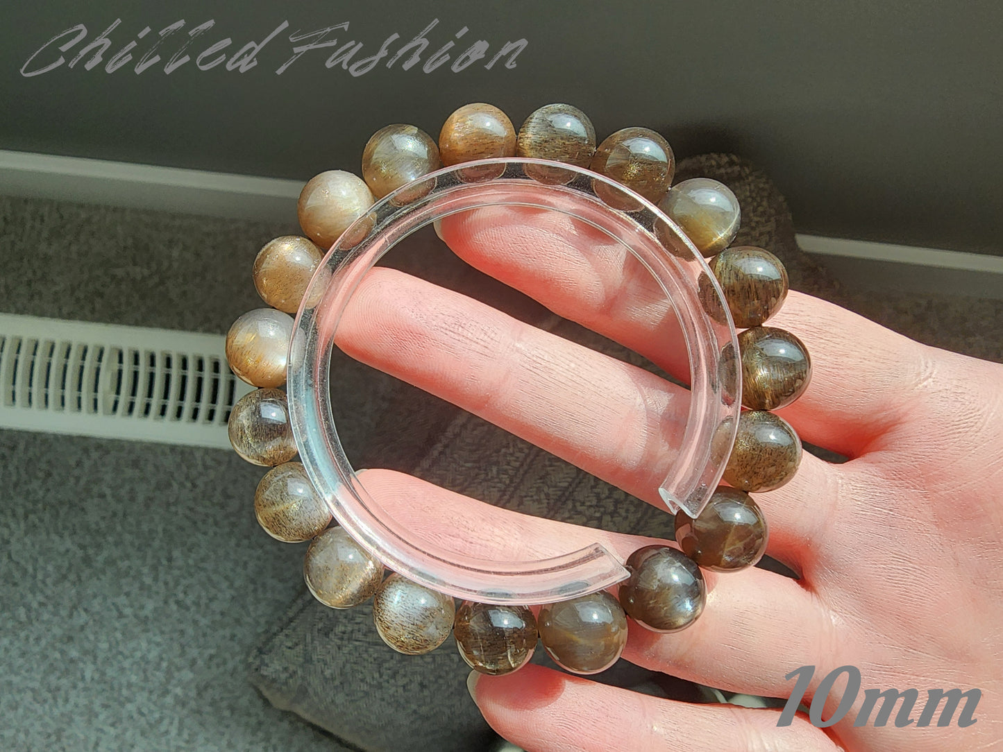[Bracelet] Black Gold Skeleton Sunstone Bracelet