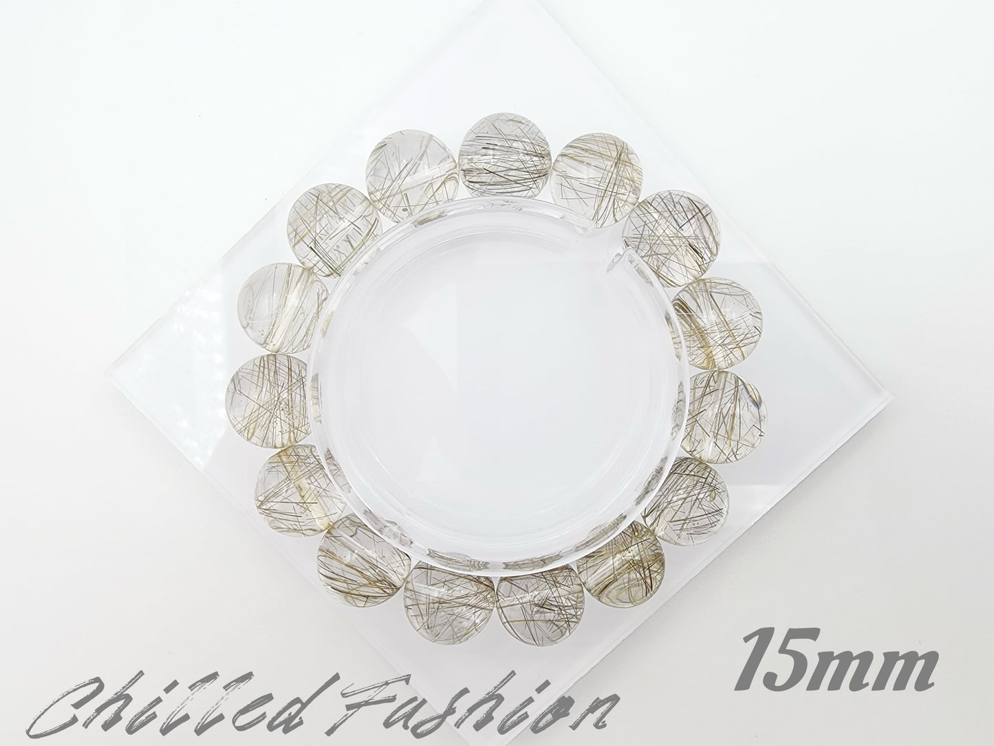 [Bracelet] Natural Silver Rutilated Quartz Bracelet