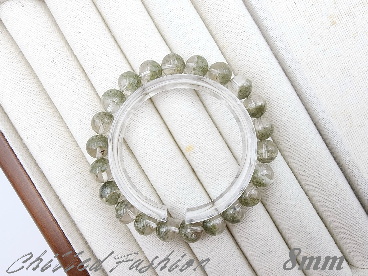 [Bracelet] Matcha Green Phantom Quartz Bracelet with Wealth Bowl Inclusions