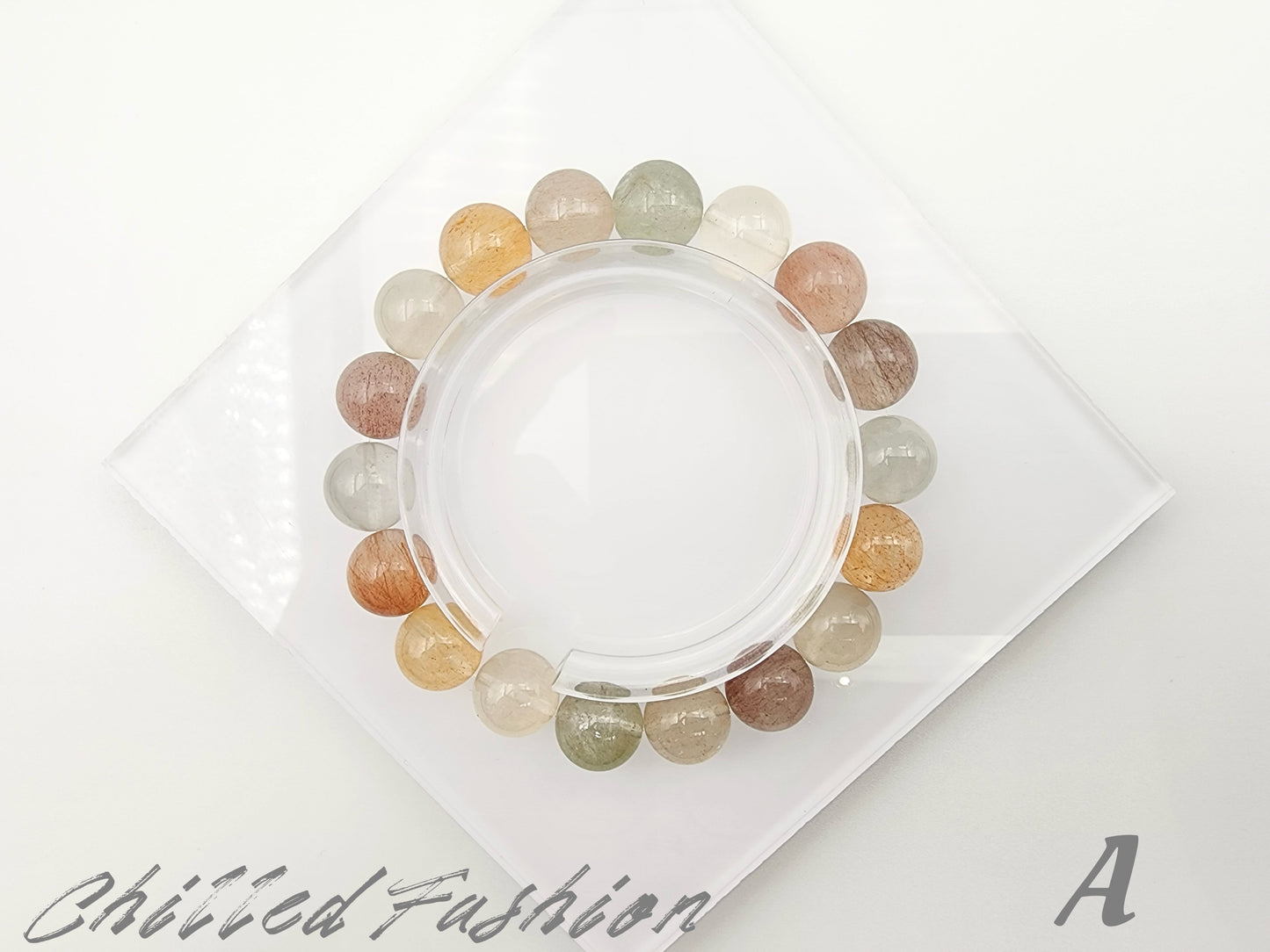 [Bracelet] Natural 11mm Multicolored Rabbit Hair Quartz Bracelet