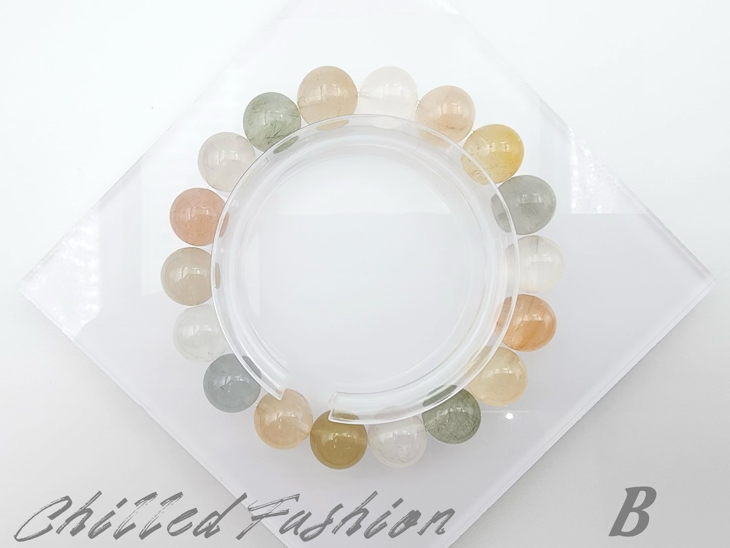 [Bracelet] Natural 11mm Multicolored Rabbit Hair Quartz Bracelet
