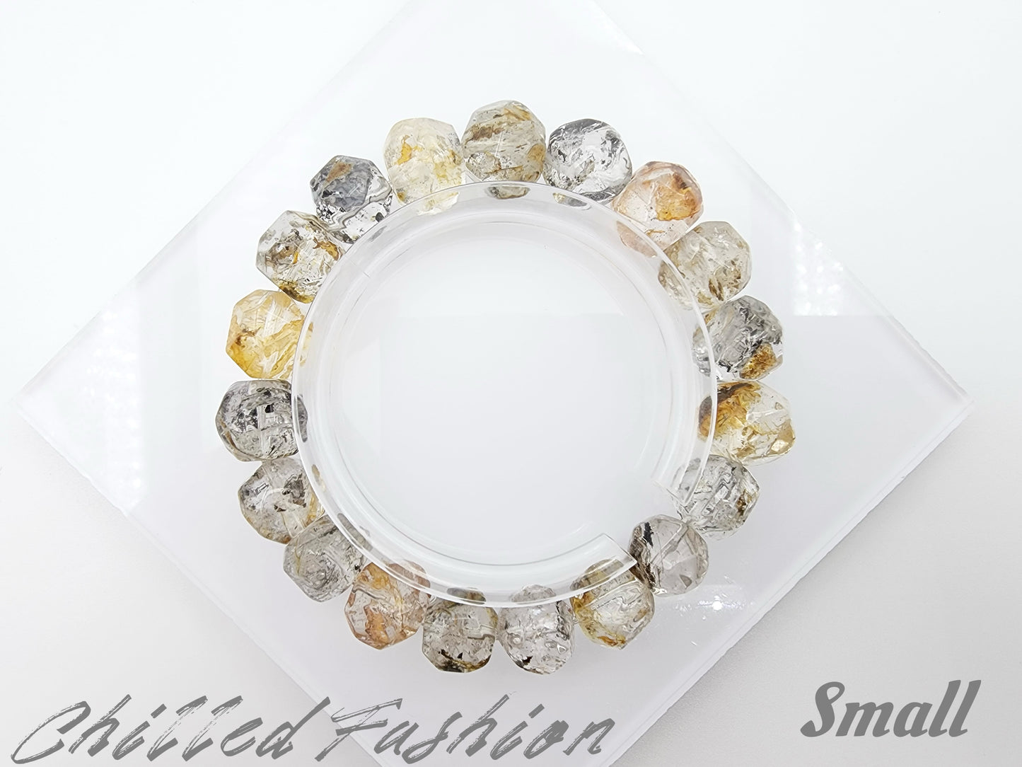 [Bracelet] Multicolor Brazilian Herkimer Quartz Bracelet – Pineapple Cut Faceted Beads