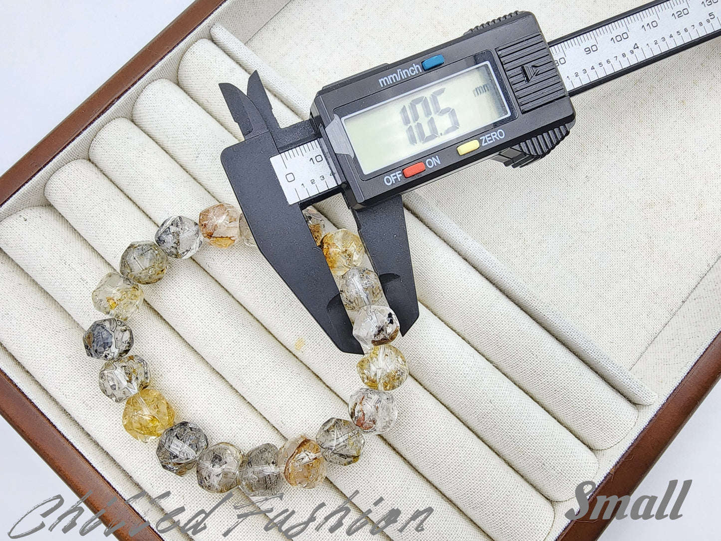 [Bracelet] Multicolor Brazilian Herkimer Quartz Bracelet – Pineapple Cut Faceted Beads