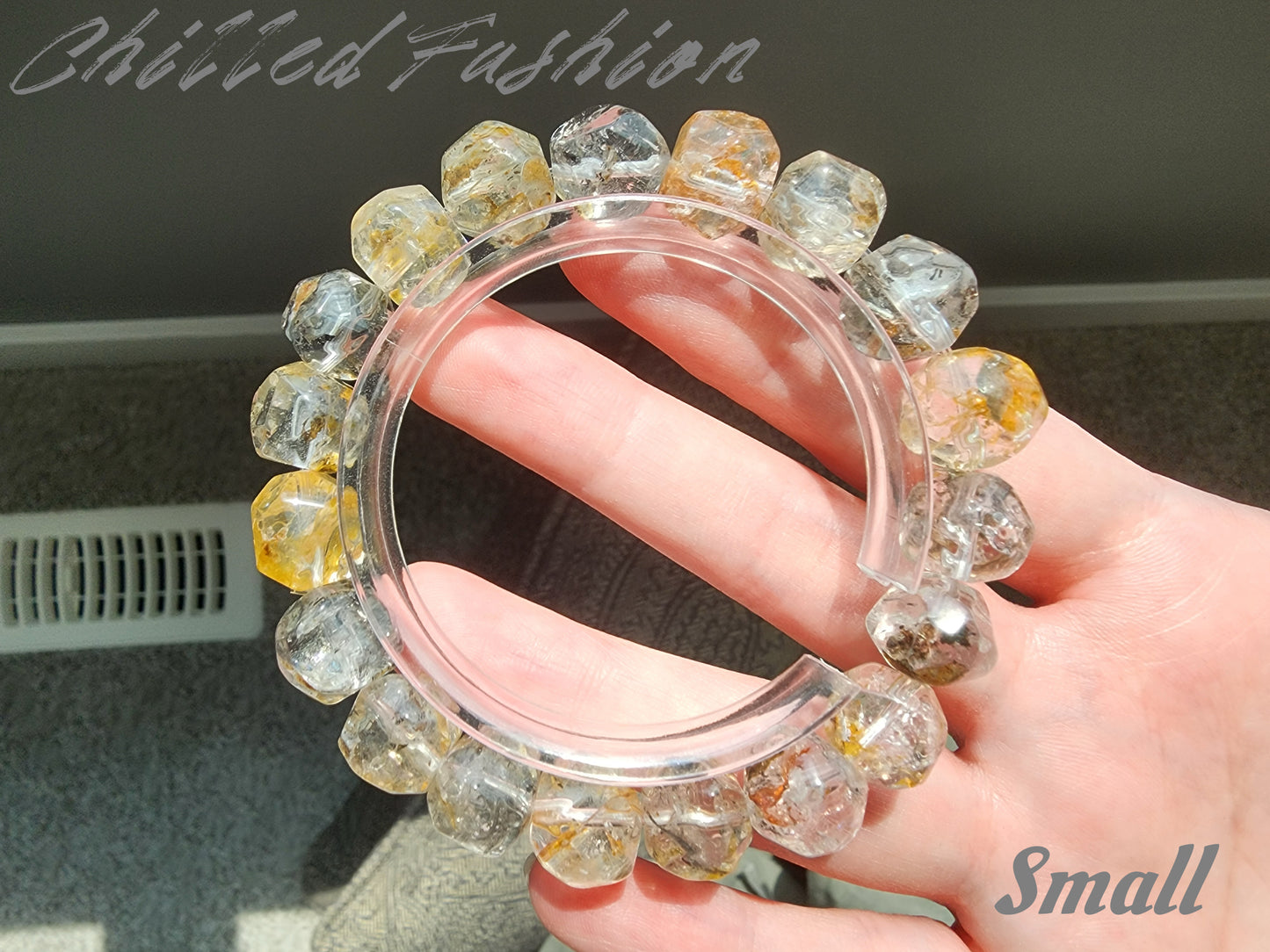 [Bracelet] Multicolor Brazilian Herkimer Quartz Bracelet – Pineapple Cut Faceted Beads