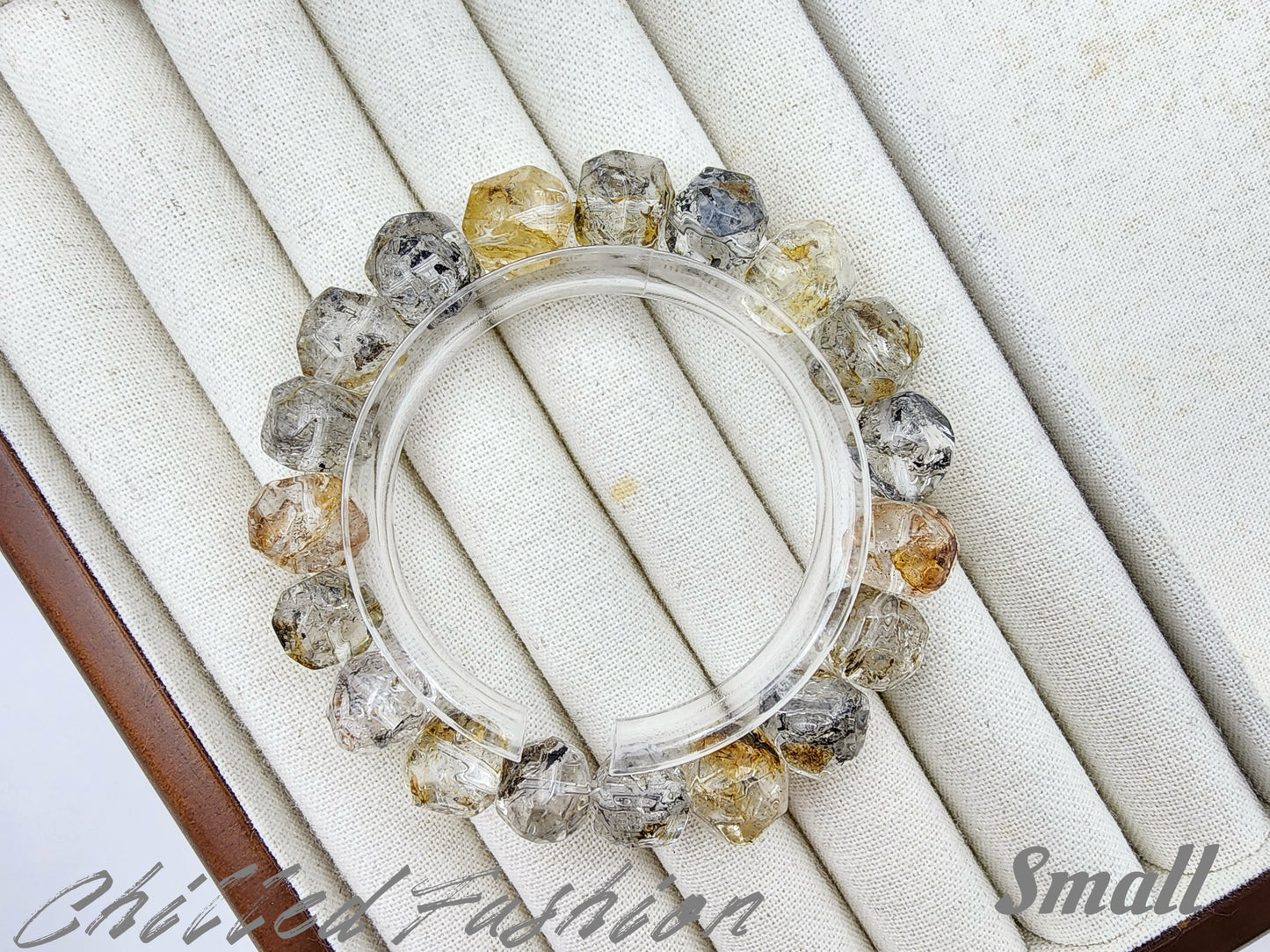 [Bracelet] Multicolor Brazilian Herkimer Quartz Bracelet – Pineapple Cut Faceted Beads
