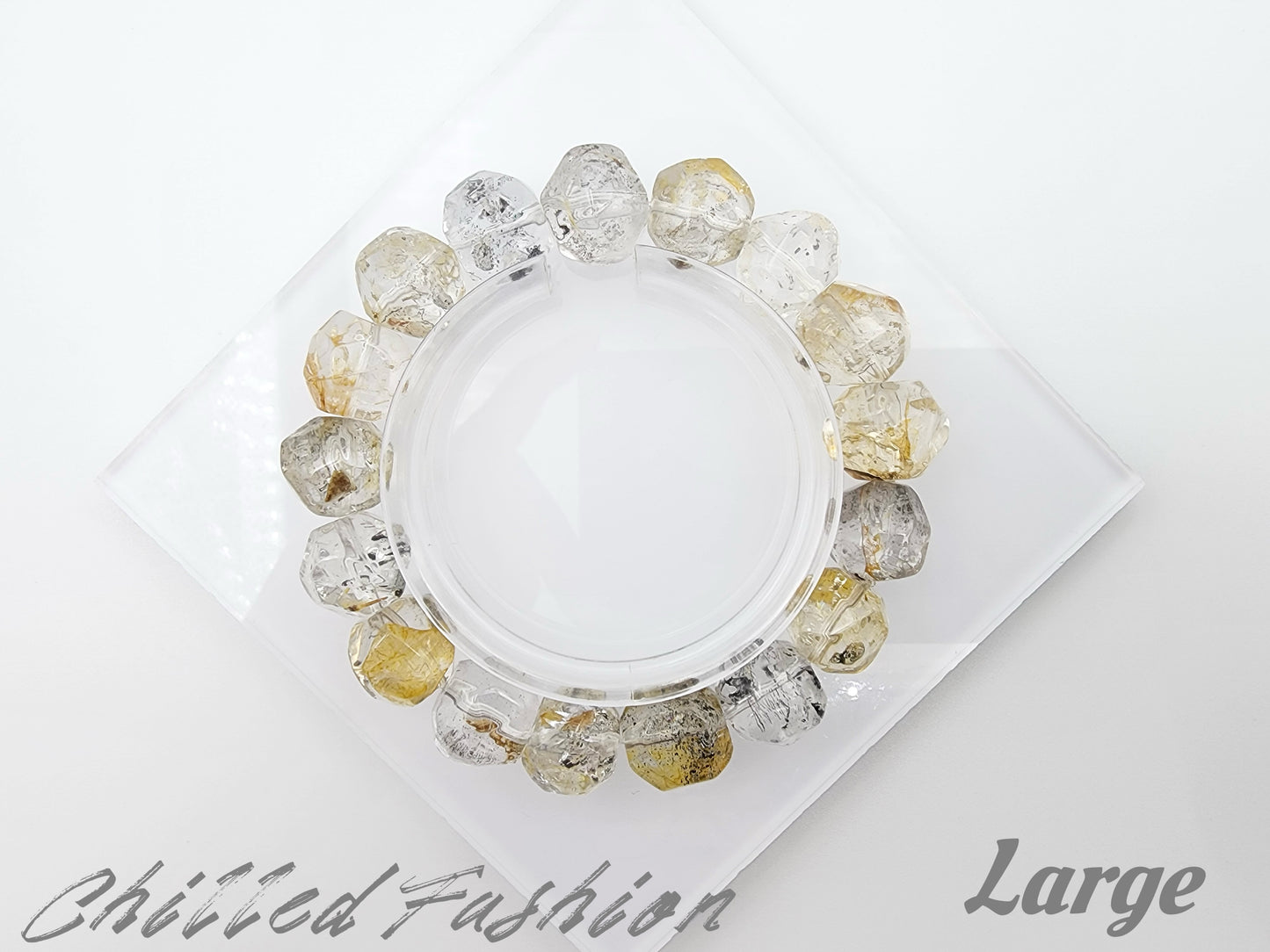 [Bracelet] Multicolor Brazilian Herkimer Quartz Bracelet – Pineapple Cut Faceted Beads