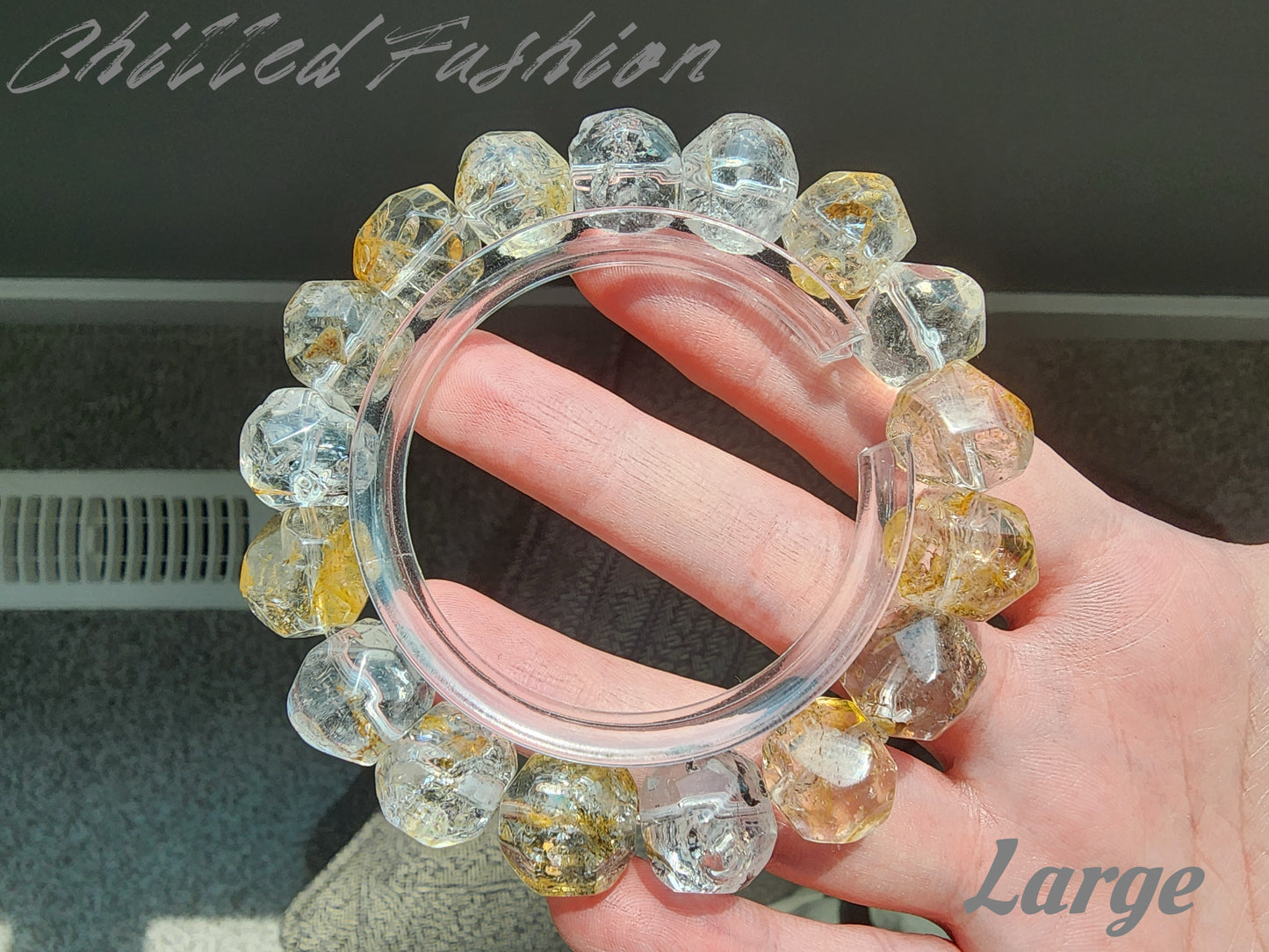 [Bracelet] Multicolor Brazilian Herkimer Quartz Bracelet – Pineapple Cut Faceted Beads