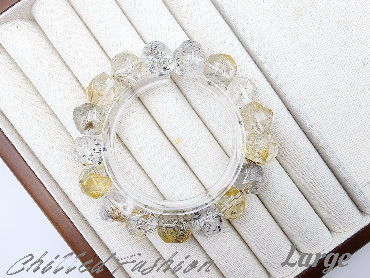 [Bracelet] Multicolor Brazilian Herkimer Quartz Bracelet – Pineapple Cut Faceted Beads
