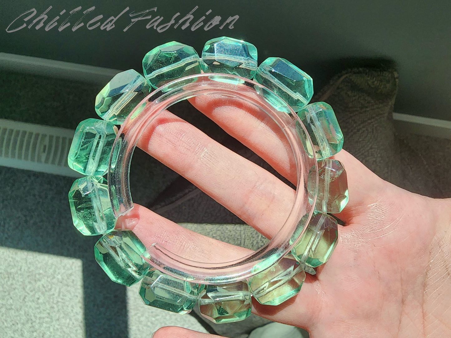 [Bracelet] Natural Green Fluorite Faceted Nugget Bracelet