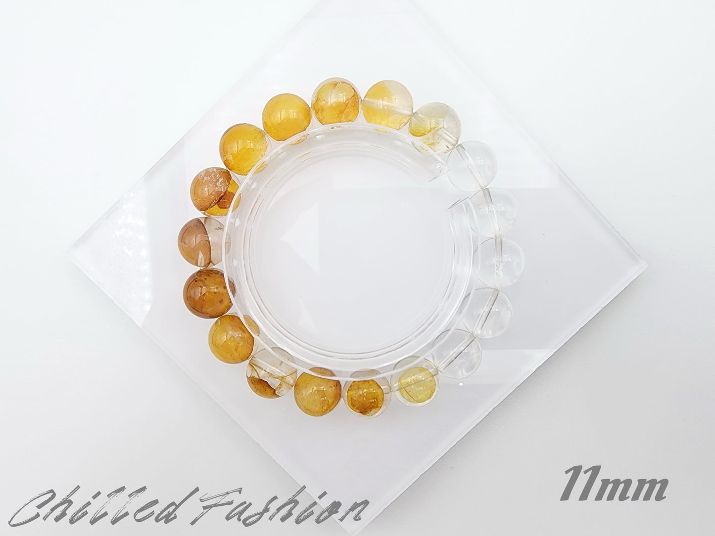 [Bracelet] Gradient Golden Hematoid Quartz & Clear Quartz Bracelet