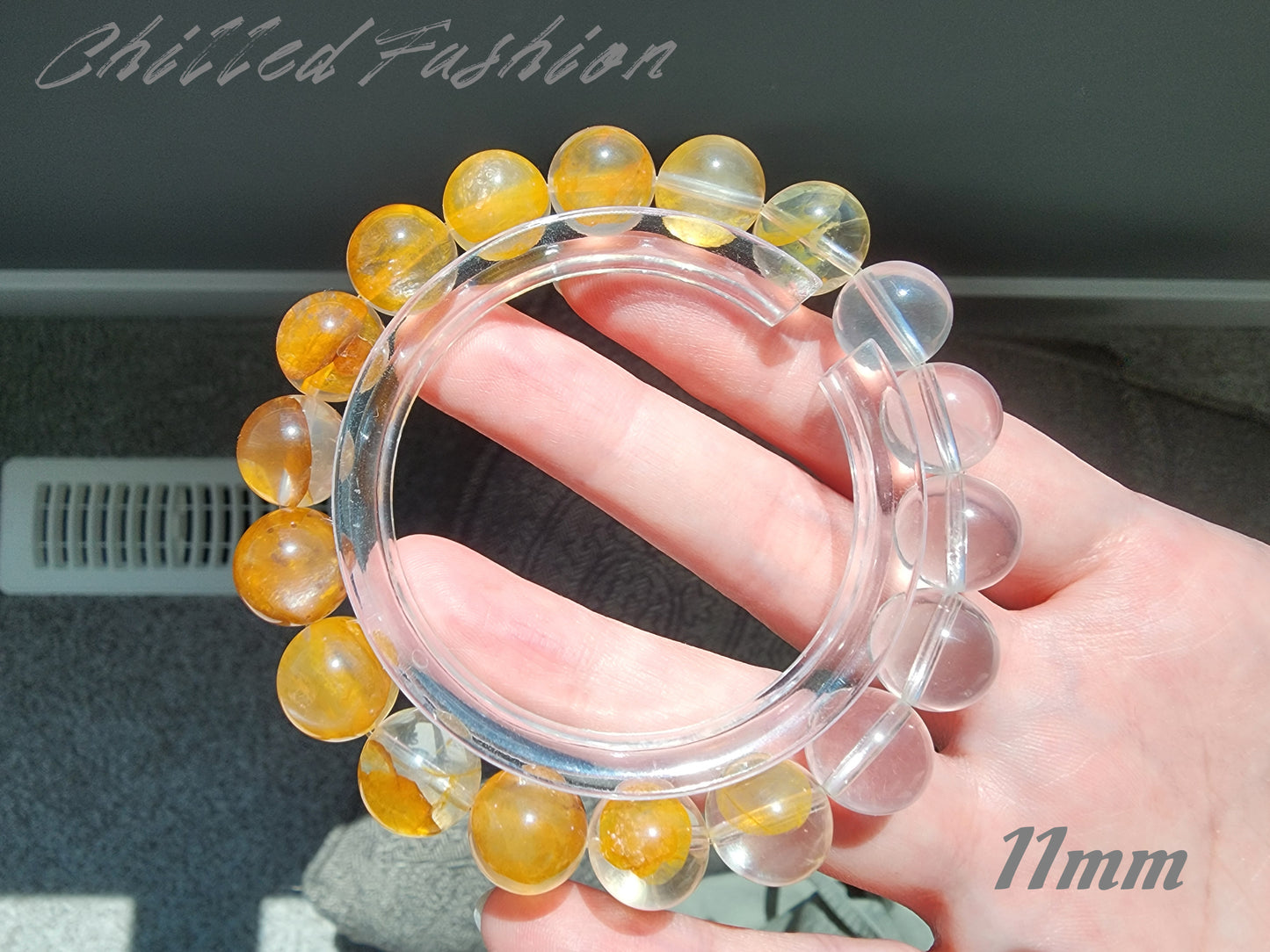 [Bracelet] Gradient Golden Hematoid Quartz & Clear Quartz Bracelet