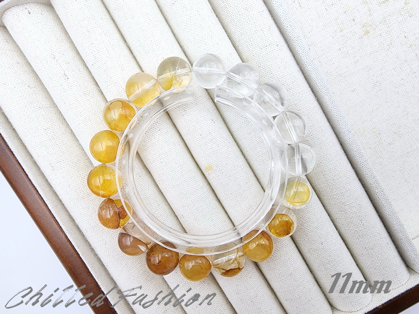 [Bracelet] Gradient Golden Hematoid Quartz & Clear Quartz Bracelet