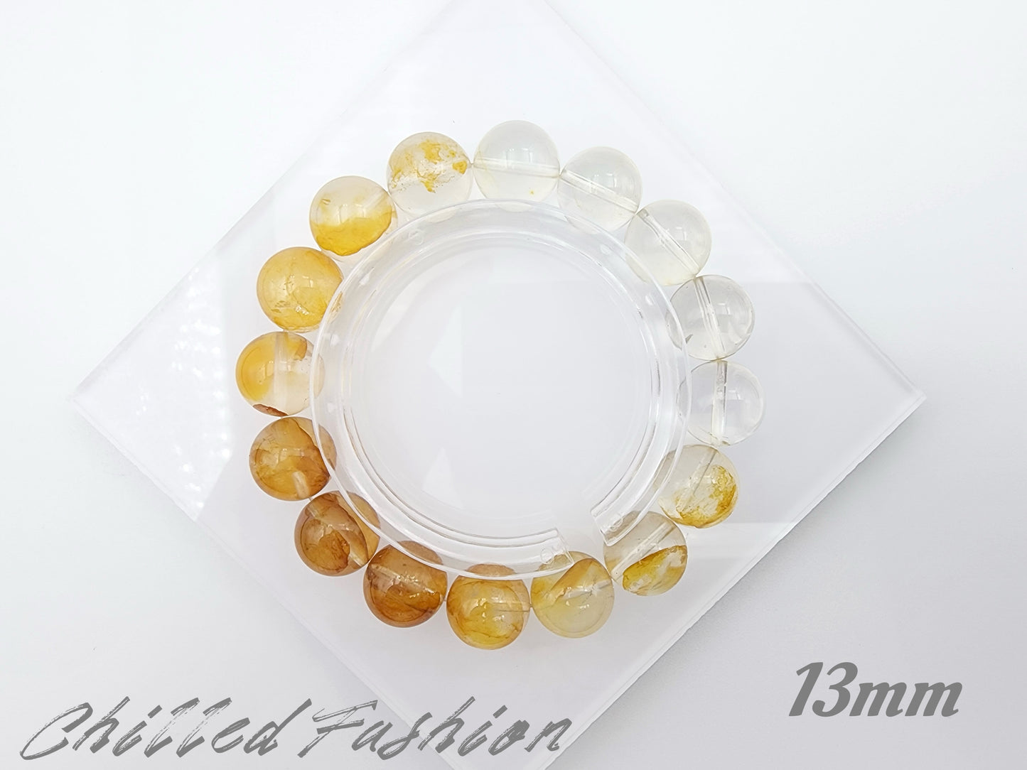 [Bracelet] Gradient Golden Hematoid Quartz & Clear Quartz Bracelet