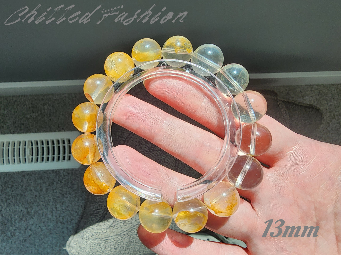 [Bracelet] Gradient Golden Hematoid Quartz & Clear Quartz Bracelet