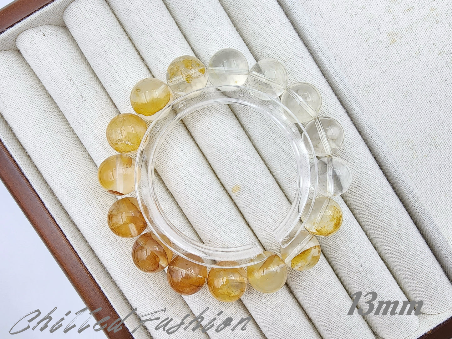 [Bracelet] Gradient Golden Hematoid Quartz & Clear Quartz Bracelet